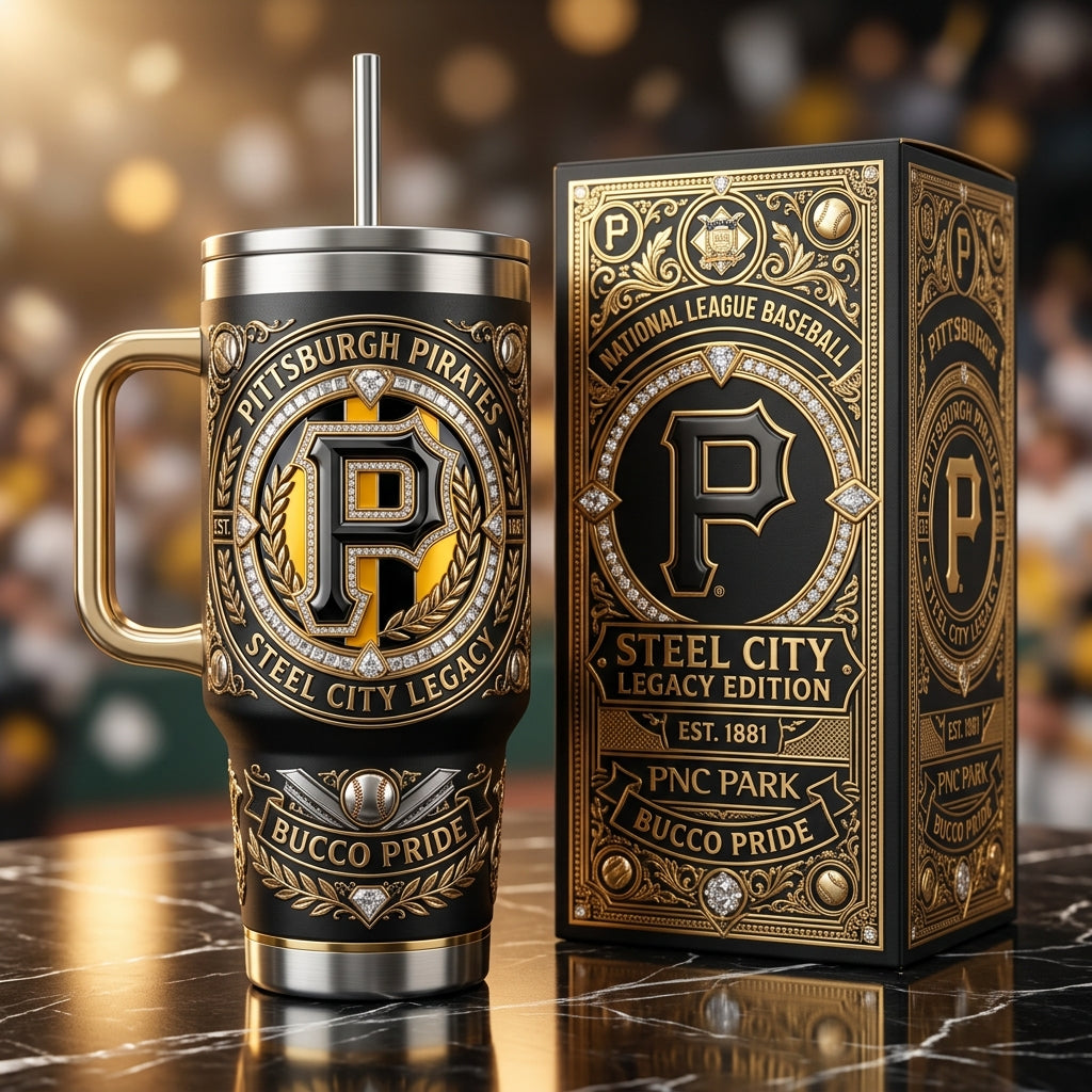 Pittsburgh Pirates 40oz Tumbler with Lid and Straw