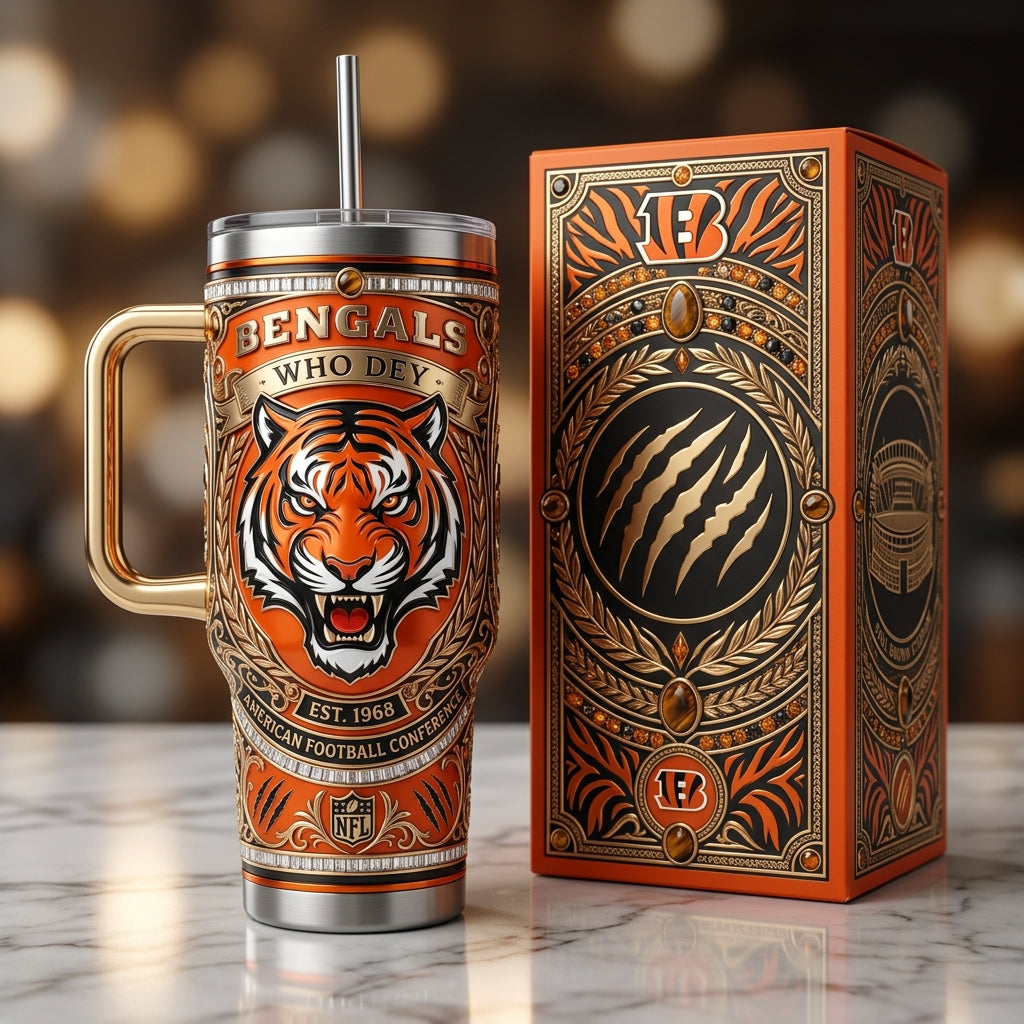Cincinnati Bengals 40oz Tumbler with Lid and Straw