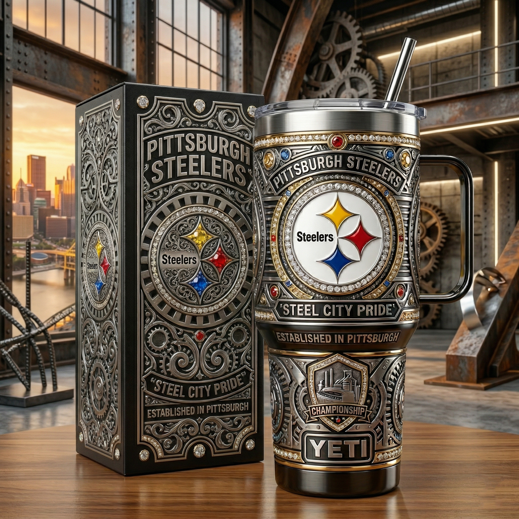 Pittsburgh Steelers 40 oz Tumbler with Handle and Lid