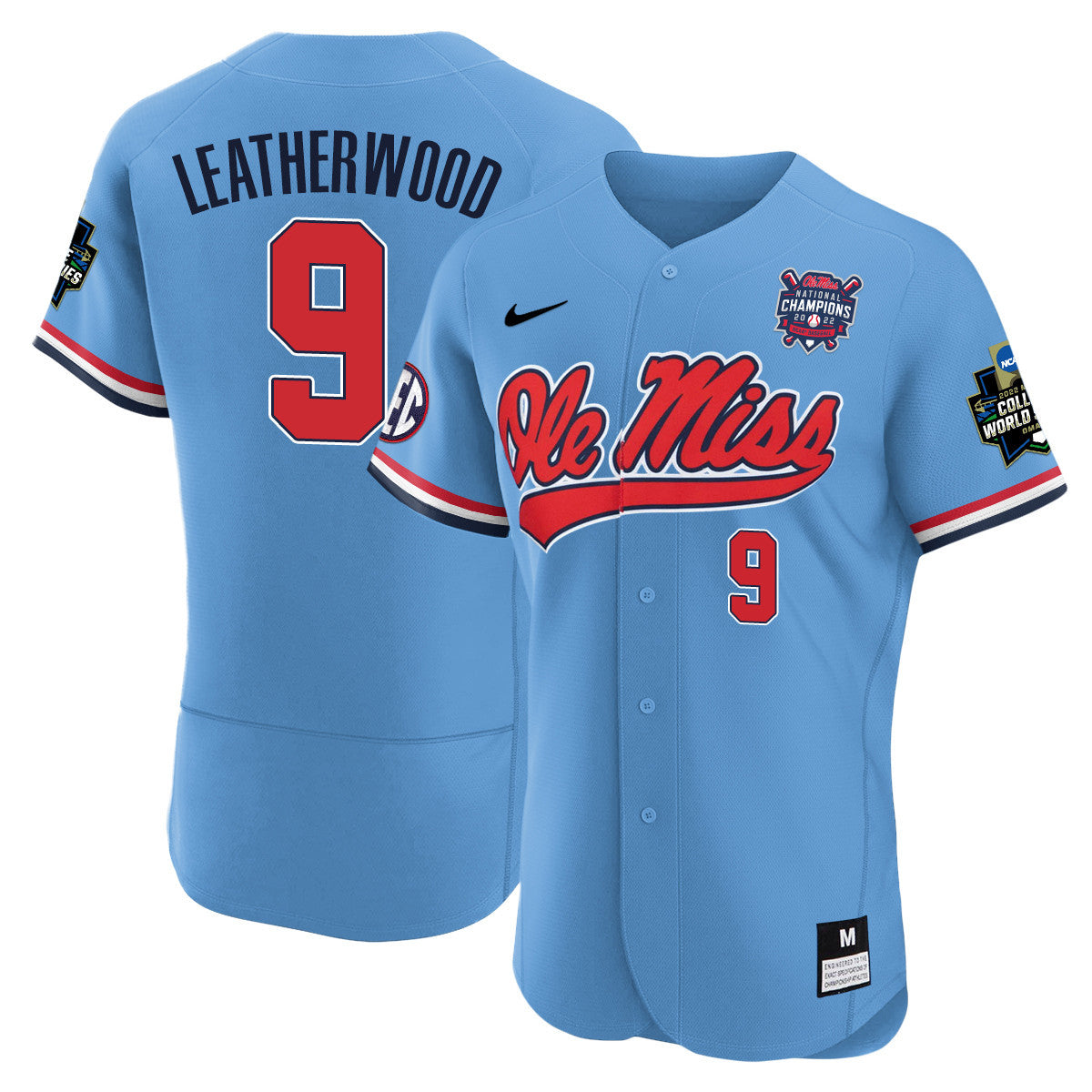 Men's Ole Miss Baseball Champion Patch Flex Base Jersey 2022 – All Stitched