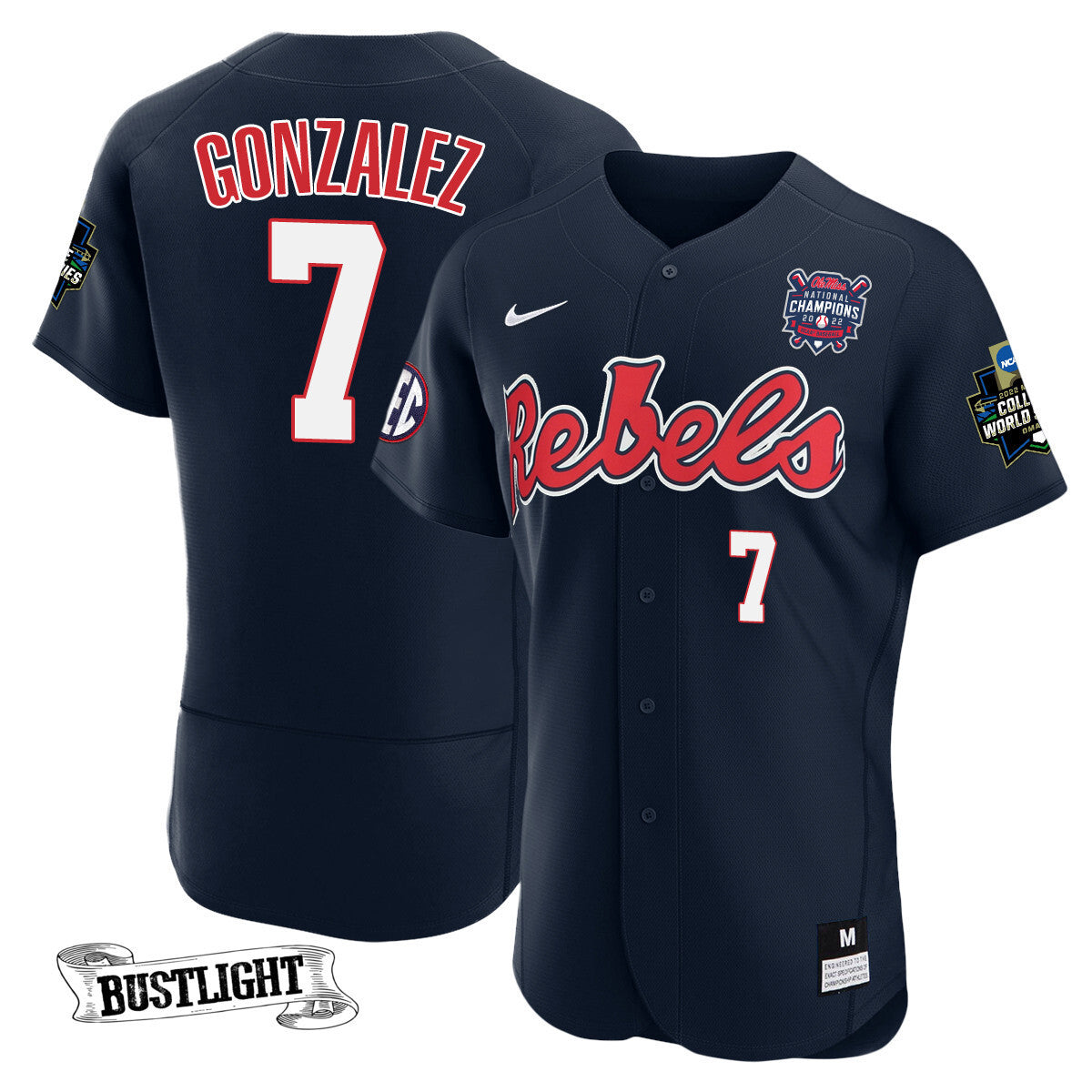 Youth's Ole Miss Baseball Champion Patch Flex Base Jersey 2022 – All Stitched