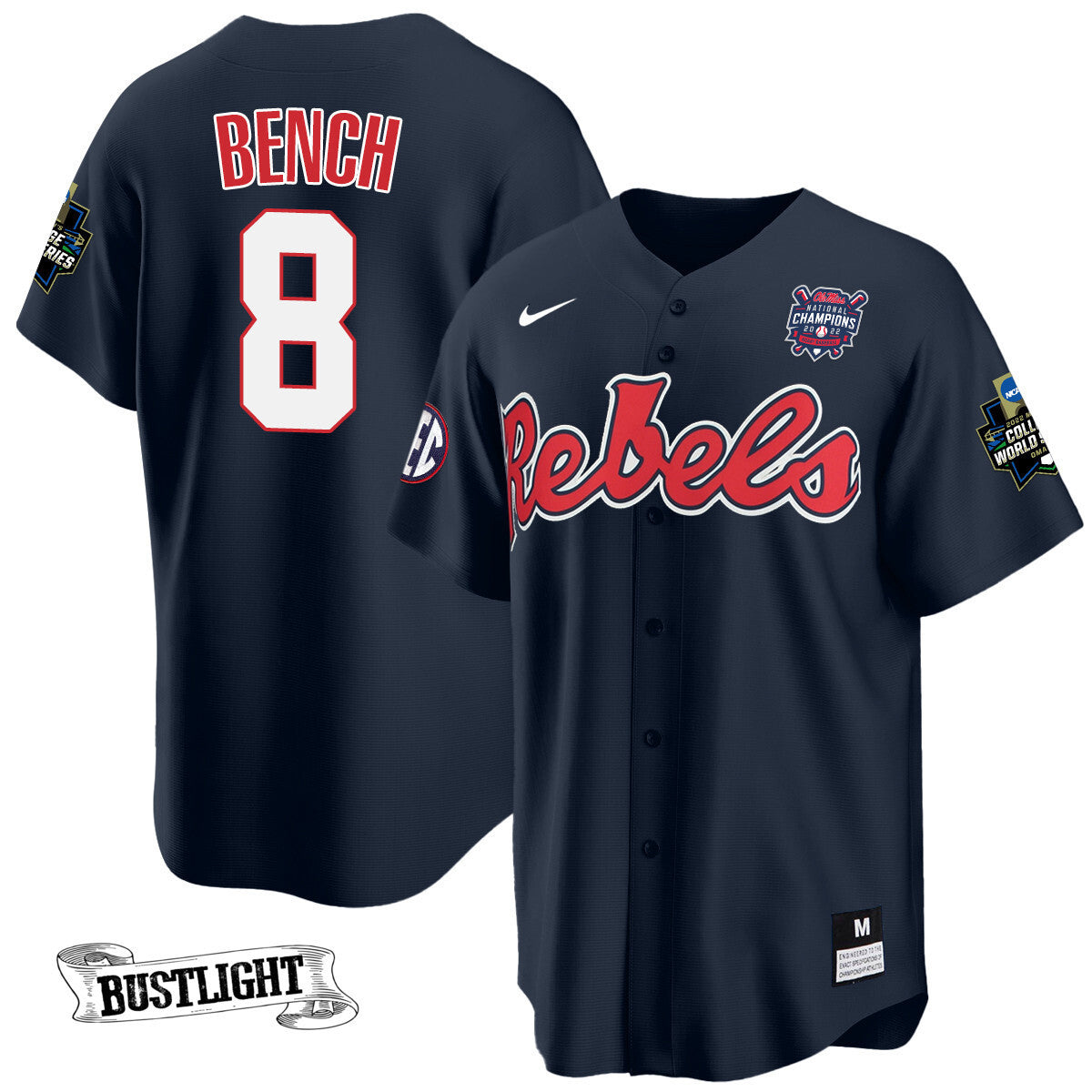 Youth's Ole Miss Baseball Champion Patch Cool Base Jersey 2022 – All Stitched