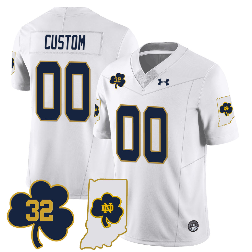 Men?s Notre Dame Fighting Irish Football Stitched Jersey ? Indiana Map
