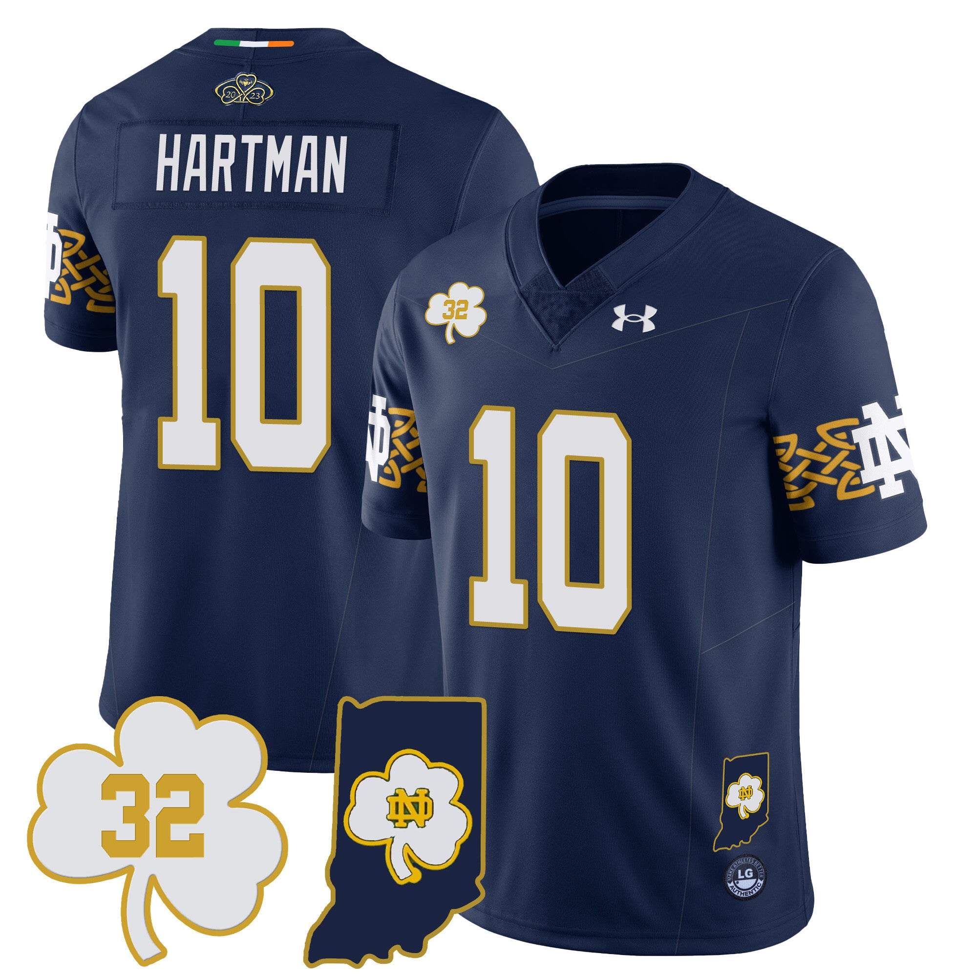 Men?s Notre Dame Fighting Irish Football Stitched Jersey ? Indiana Map