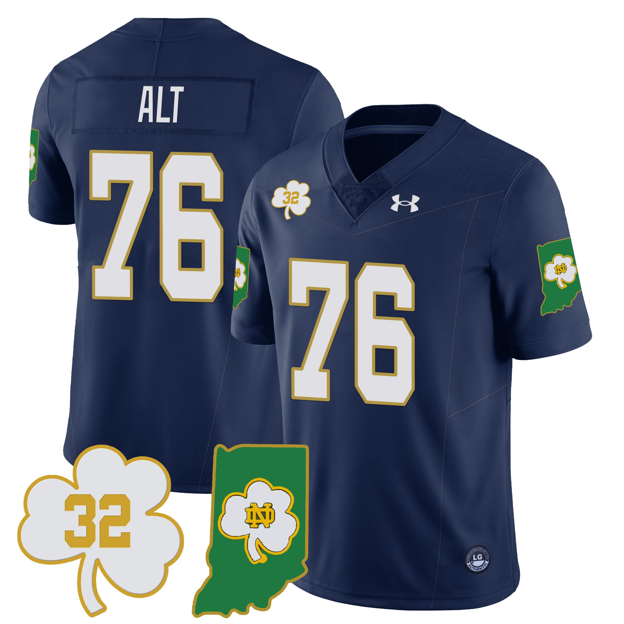 Men?s Notre Dame Fighting Irish Football Stitched Jersey ? Indiana Map