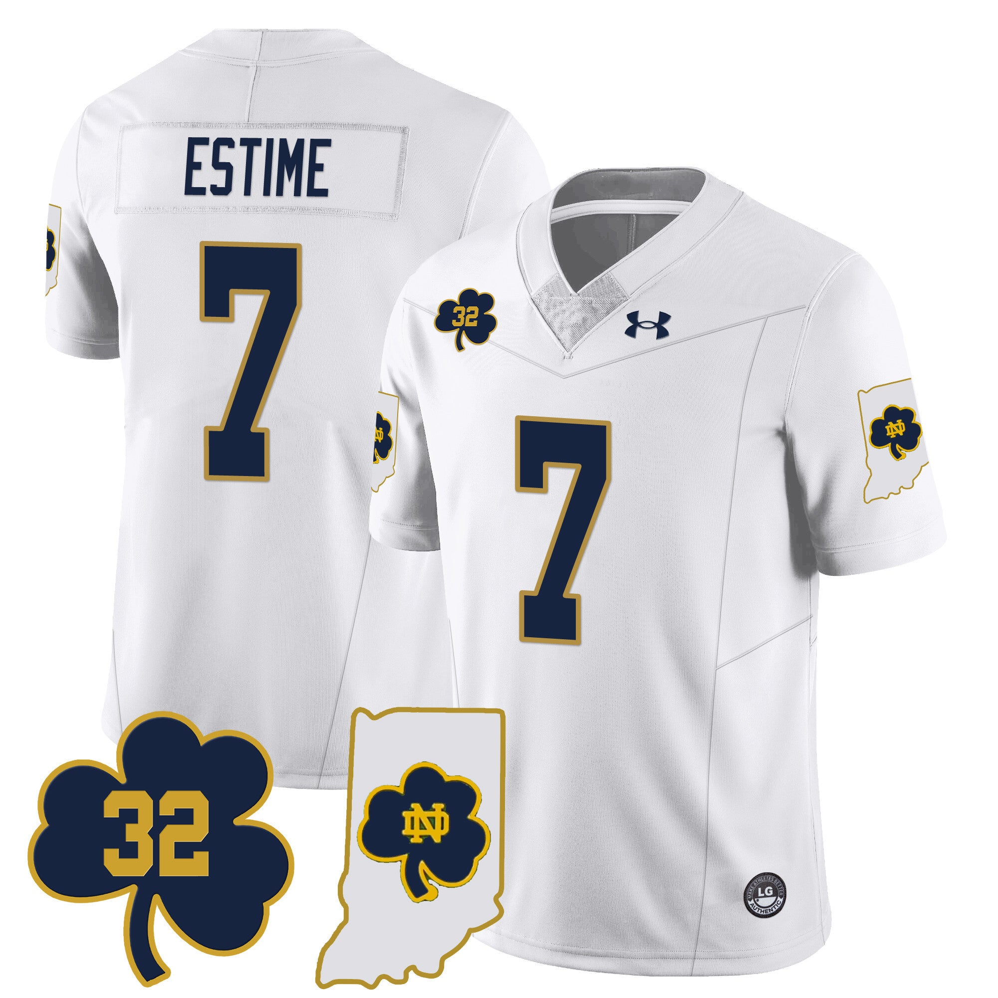 Men?s Notre Dame Fighting Irish Football Stitched Jersey ? Indiana Map