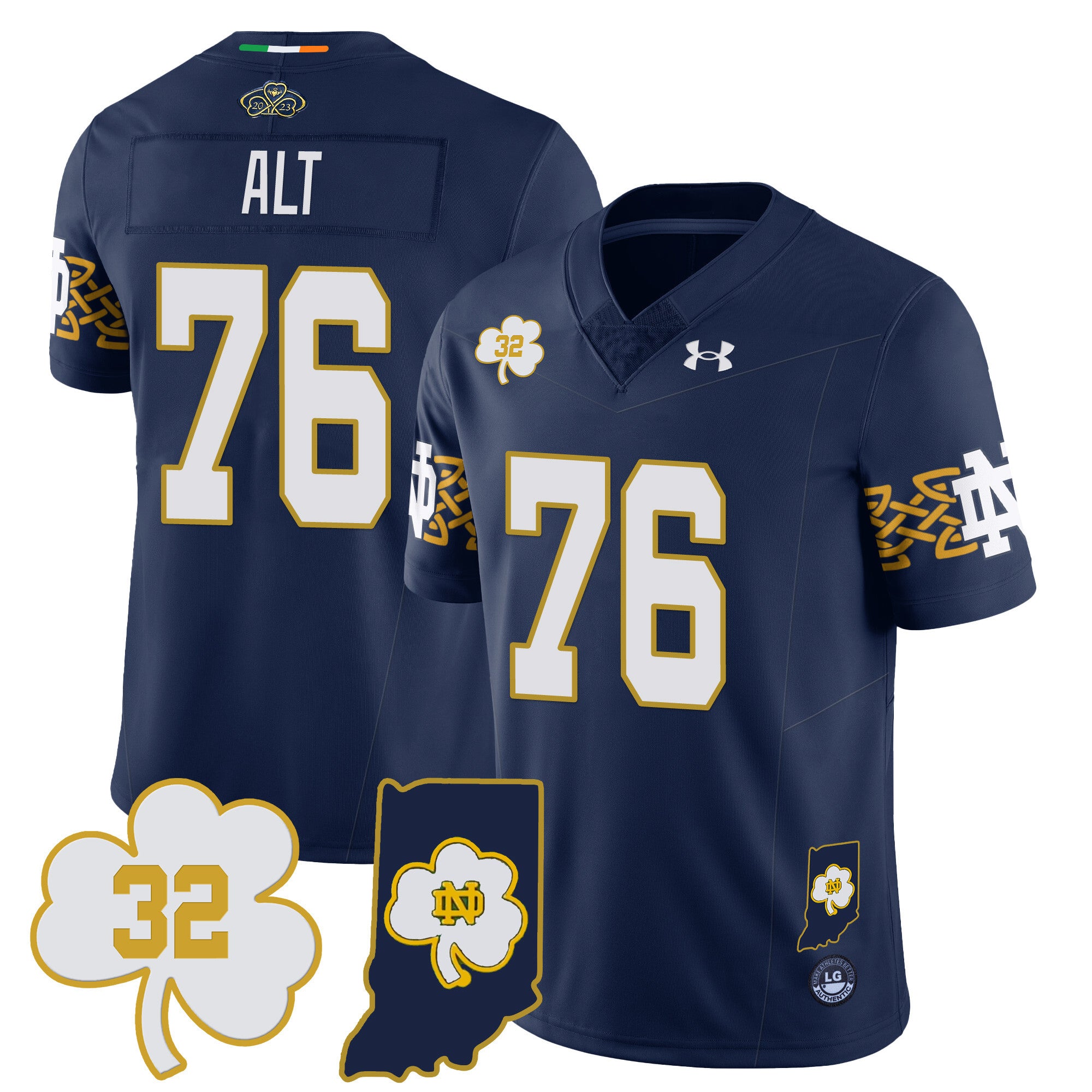 Men?s Notre Dame Fighting Irish Football Stitched Jersey ? Indiana Map