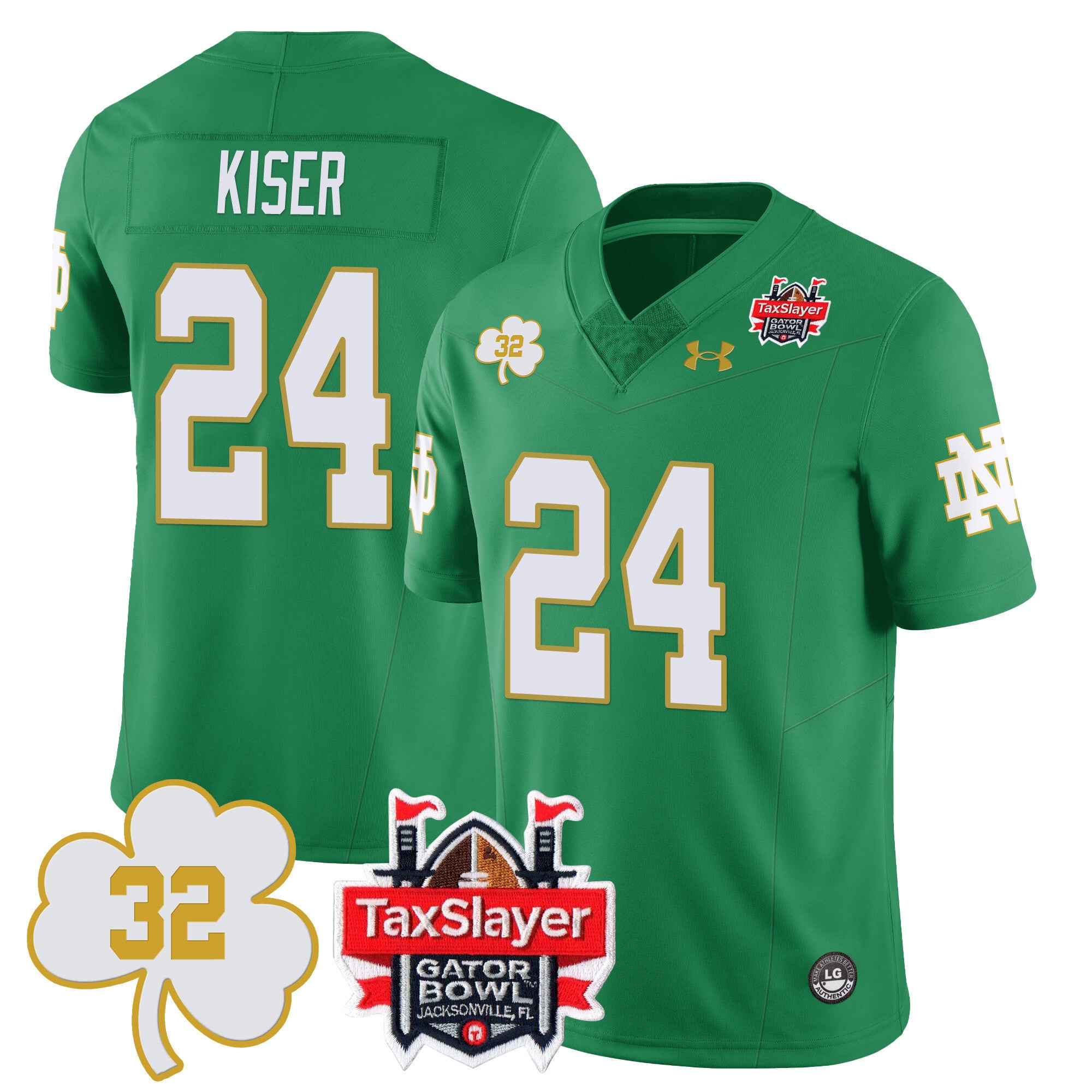 Men's Notre Dame Football Johnny Lujack Patch 2023 Gator Bowl Jersey - All Stitched