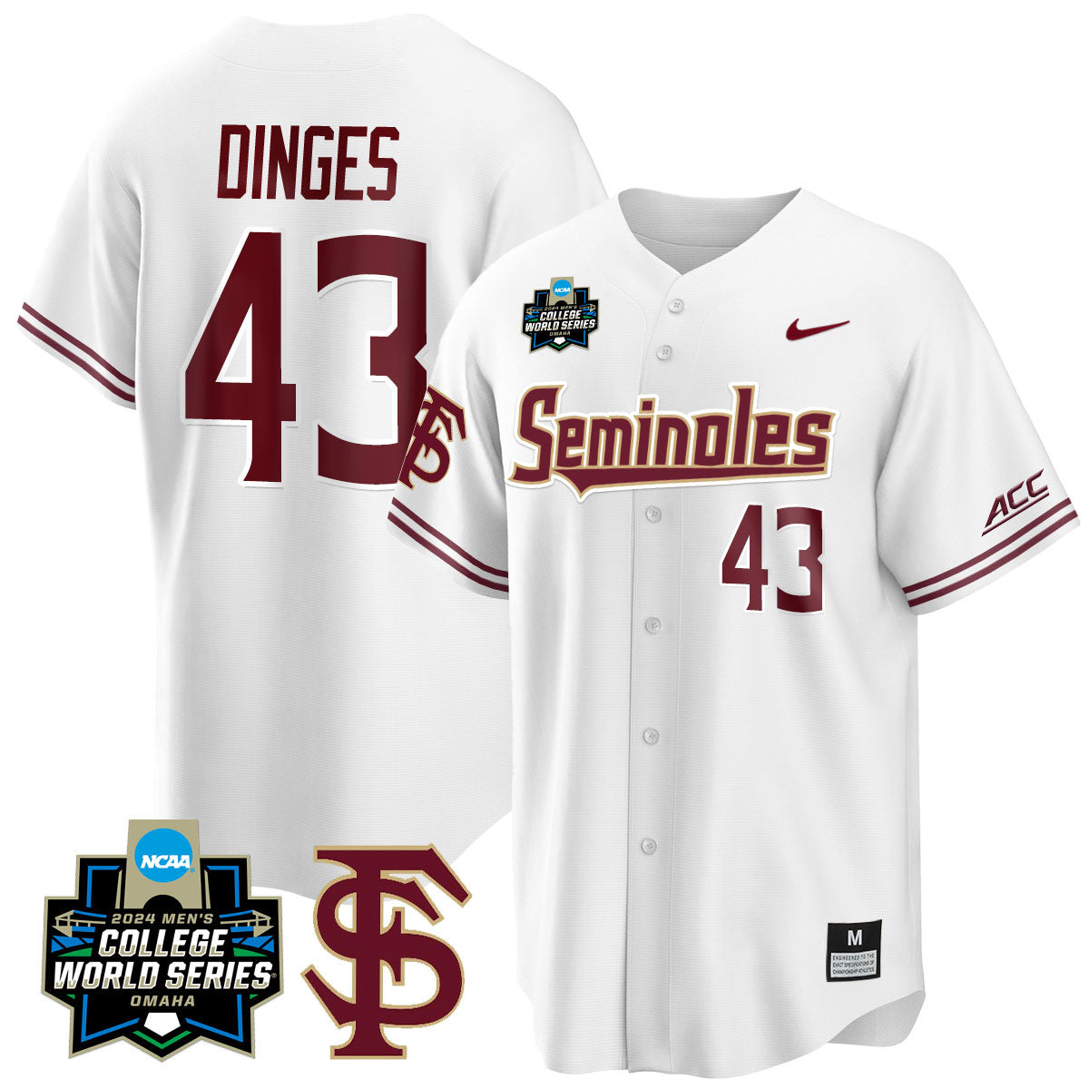Men's Florida State Seminoles 2024 College World Series Vapor Premier Limited Jersey V1 - All Stitched