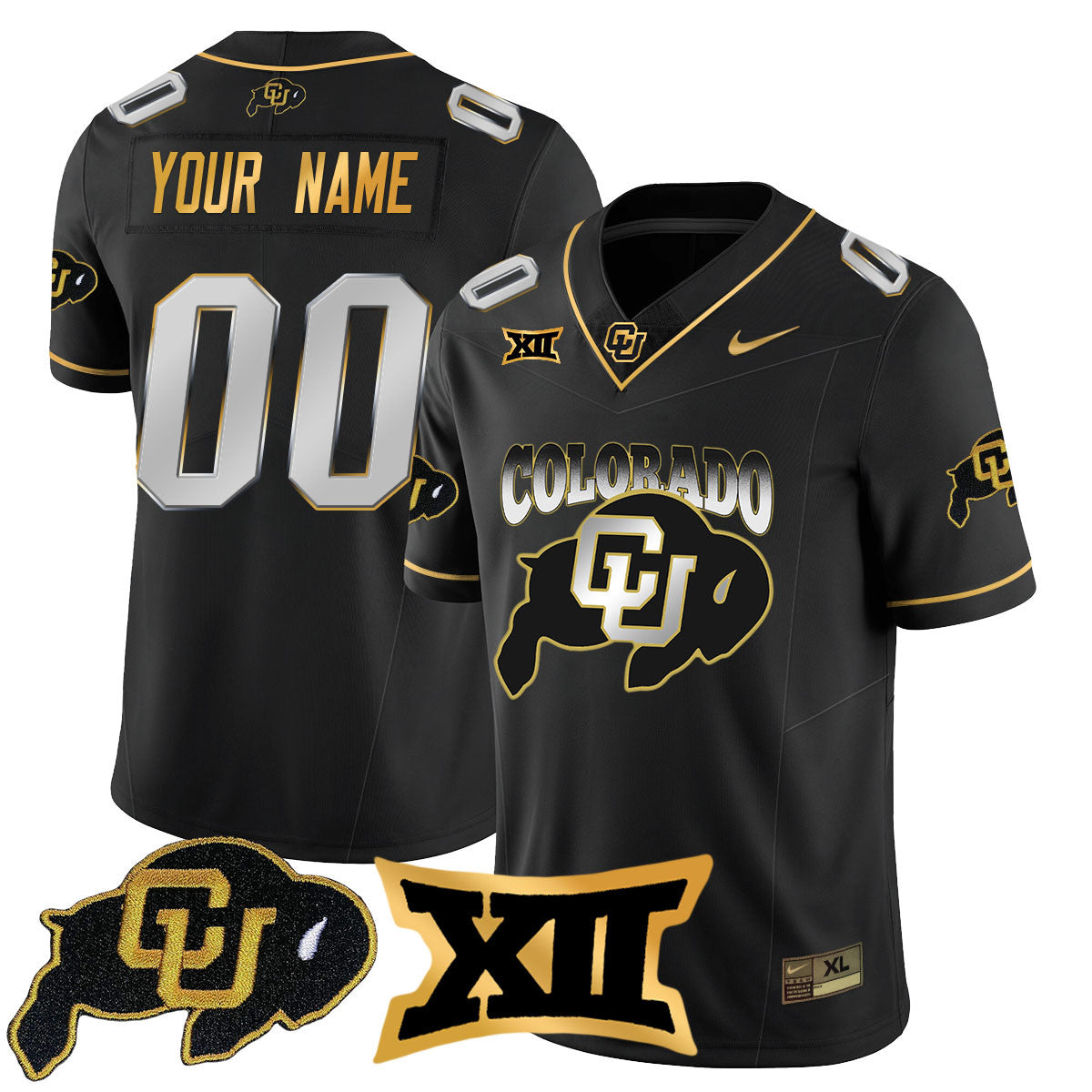 Custom Colorado Buffaloes 2024 Vapor Limited Gold Jersey N1 - All Stitched