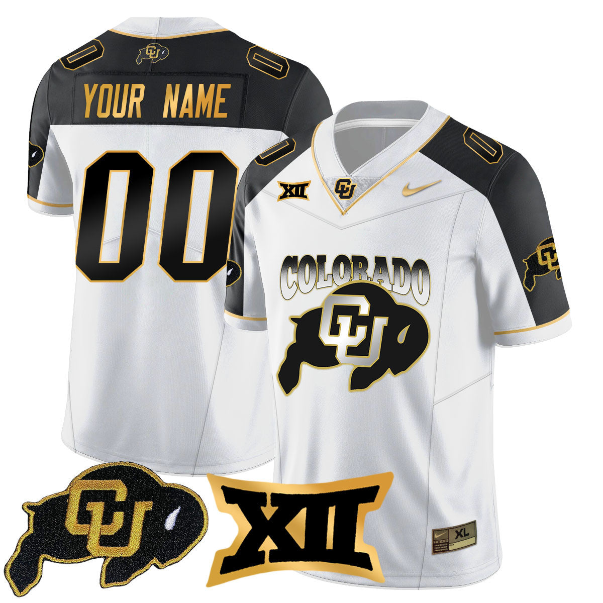 Custom Colorado Buffaloes 2024 Vapor Limited Gold Jersey N1 - All Stitched