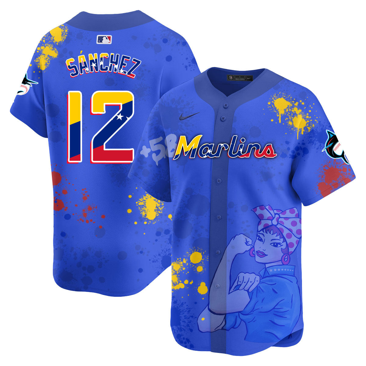 Men's Miami Marlins 2024 Venezuelan Heritage Jersey - All Stitched