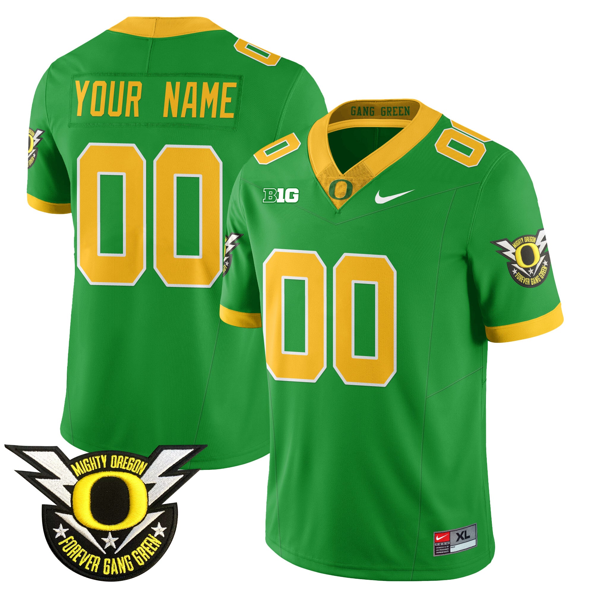 Custom Name/Gender Oregon Football Forever Gang Green 2024 Jersey - All Stitched
