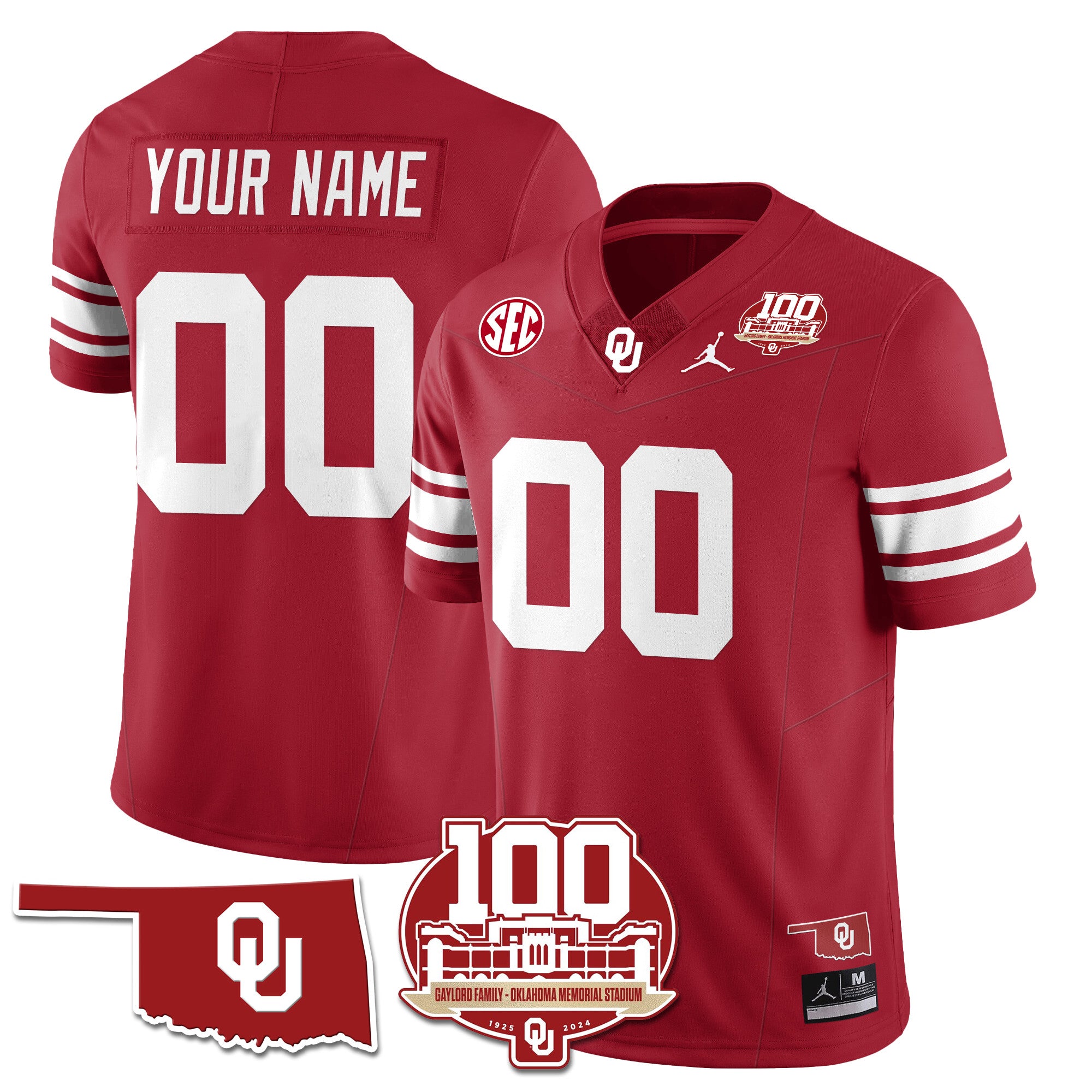 Custom Name/Gender Oklahoma Sooners 1946-56 Throwback Uniforms - 100th Season - All Stitched