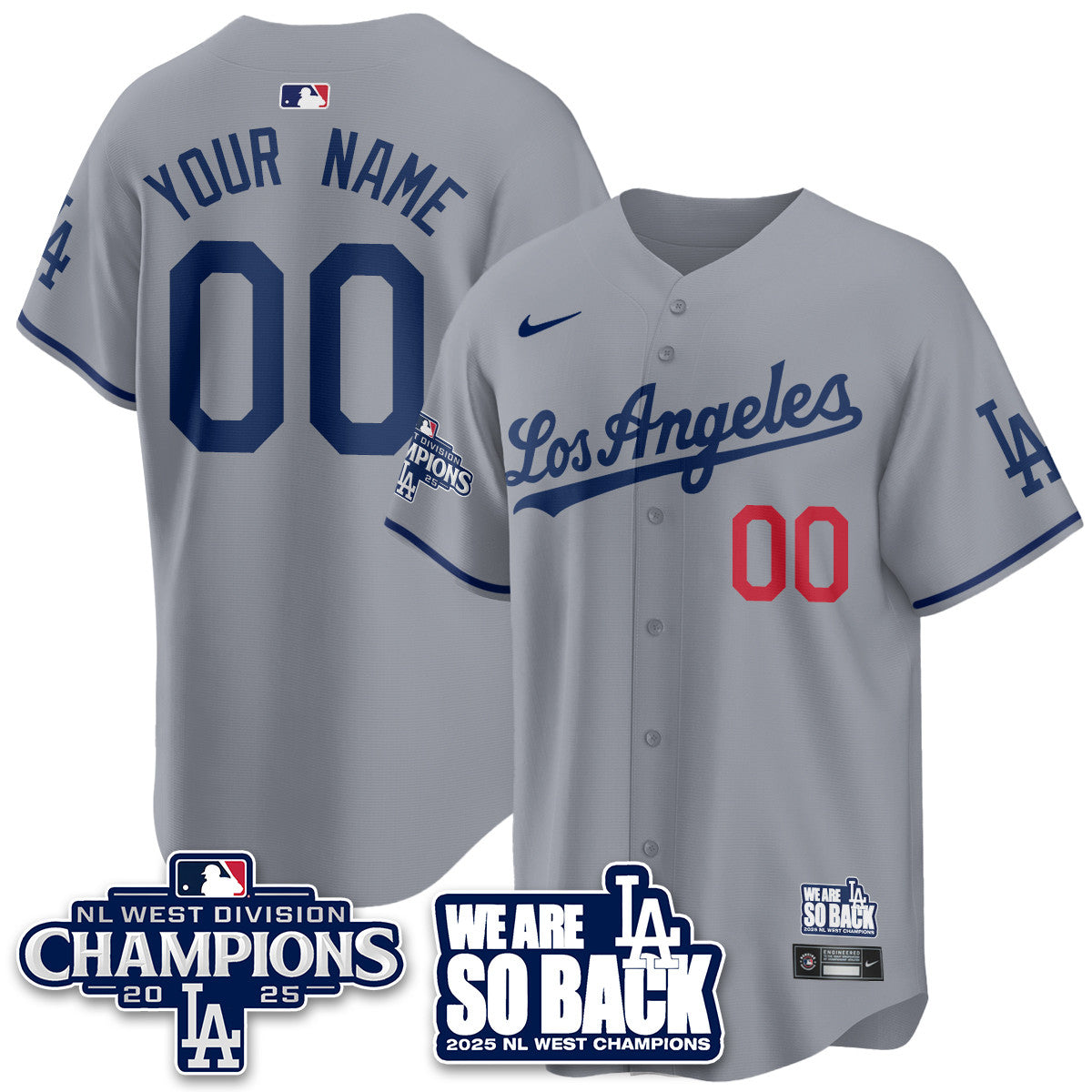 Los Angeles Dodgers 2025 NL West Division Champions Jersey - All Stitched