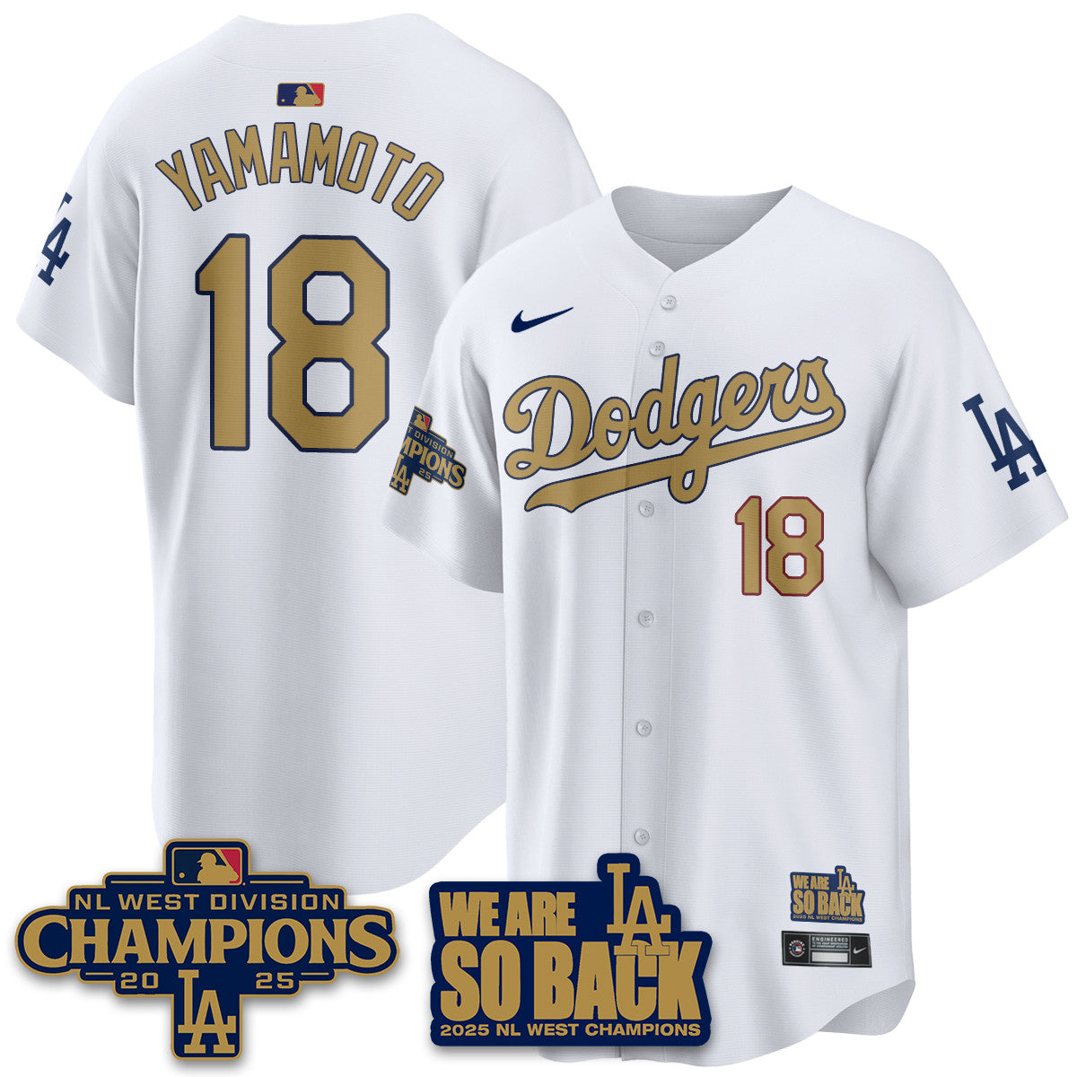 Los Angeles Dodgers 2025 NL West Division Champions Jersey - All Stitched