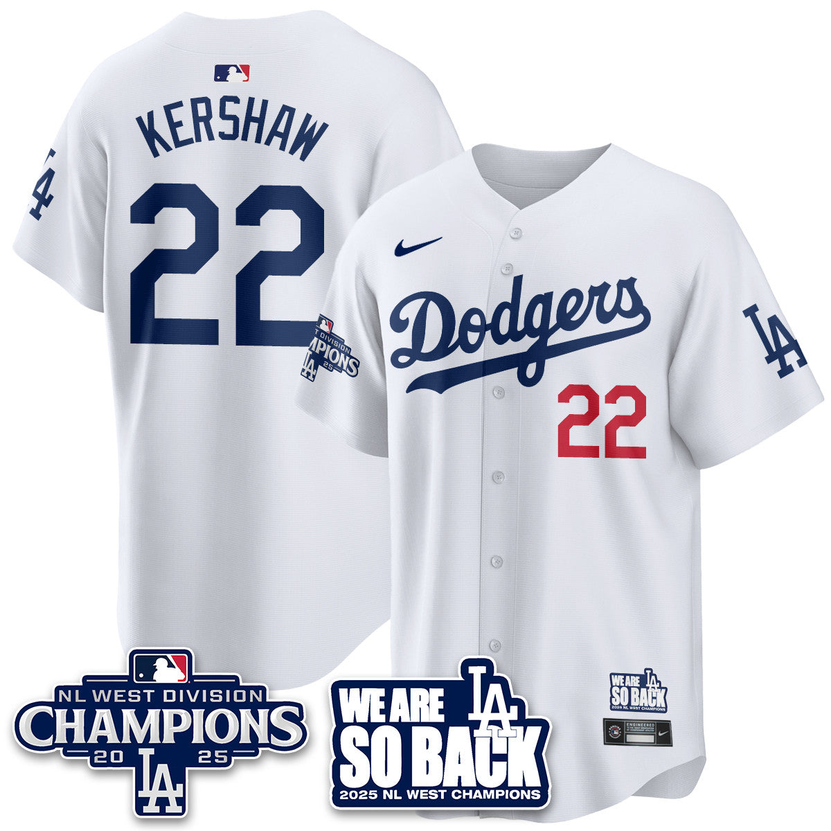 Los Angeles Dodgers 2025 NL West Division Champions Jersey - All Stitched
