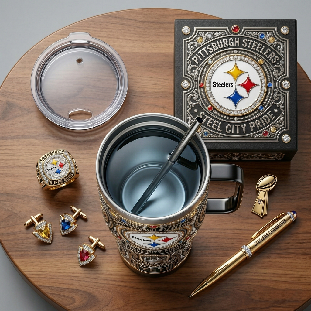 Pittsburgh Steelers 40 oz Tumbler with Handle and Lid