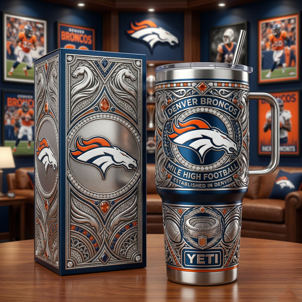 Denver Broncos 40 oz Tumbler with Handle and Lid