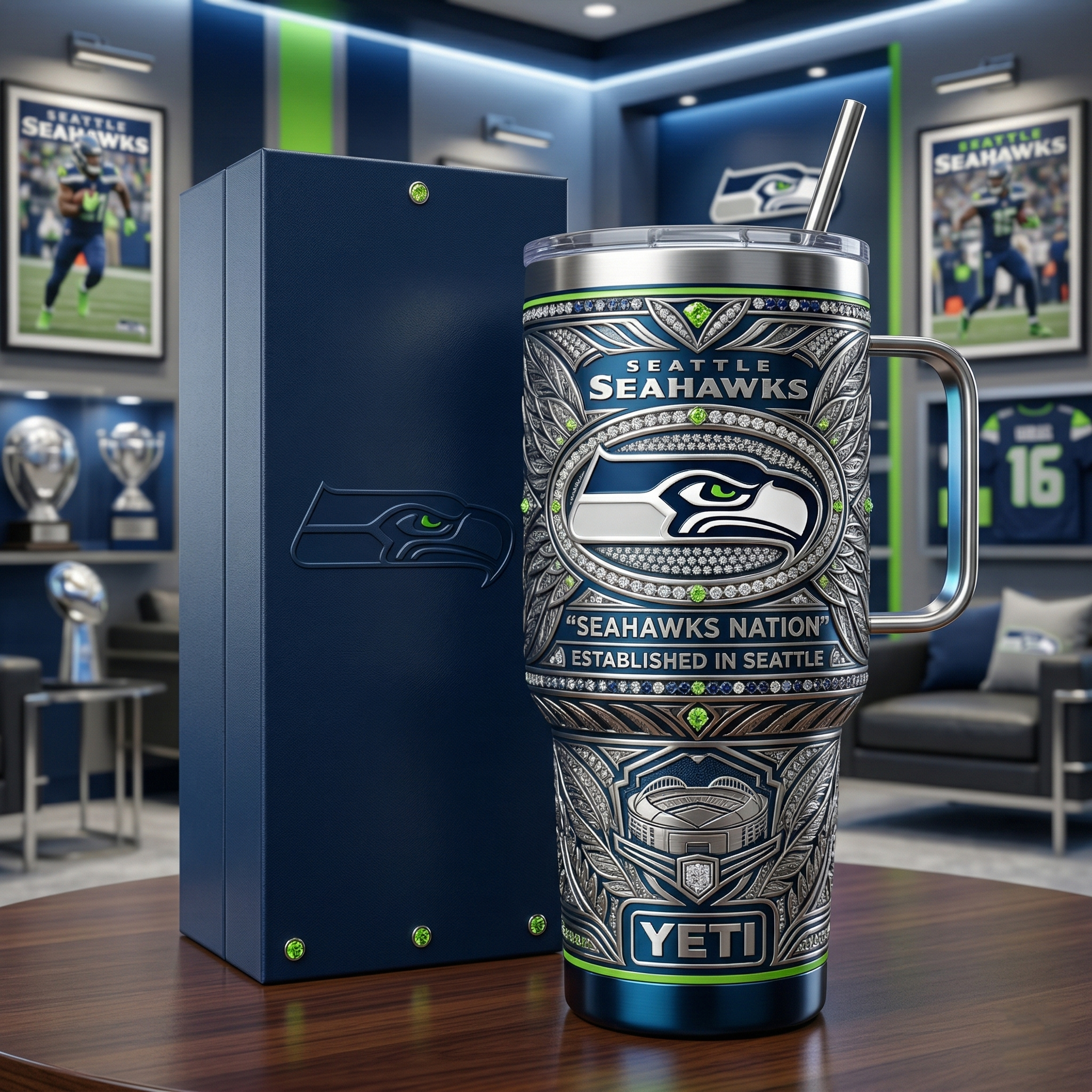 Seattle Seahawks 40 oz Tumbler with Handle and Lid