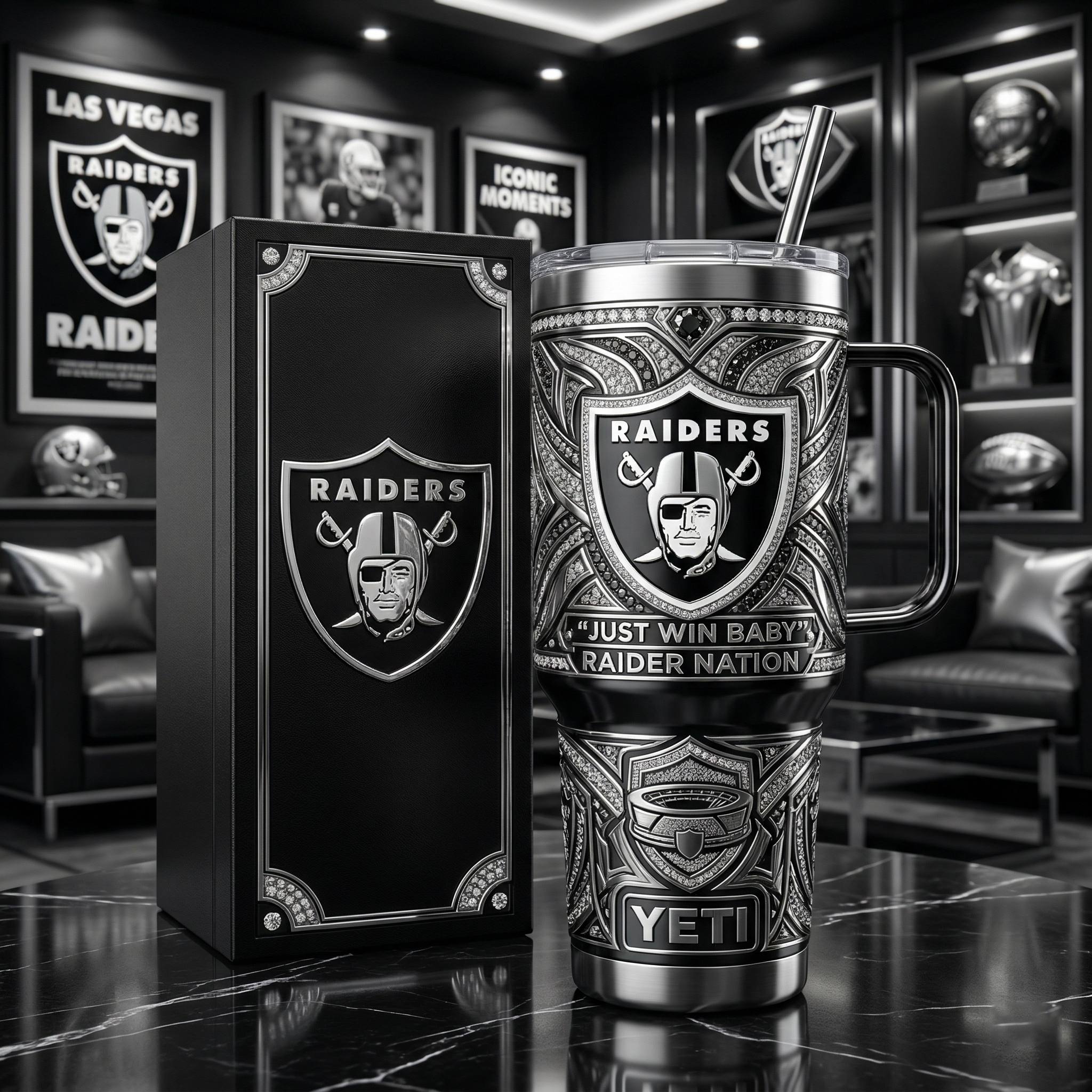 Las Vegas Raiders 40 oz Tumbler with Handle and Lid