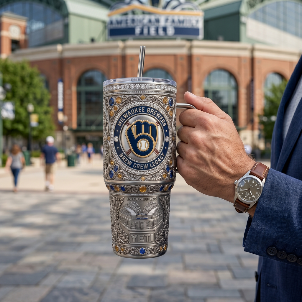 Milwaukee Brewers 40 oz Tumbler with Handle and Lid