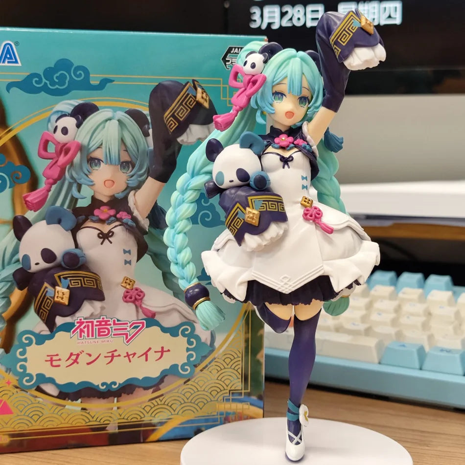 New Hatsune Miku Anime Figure Kawaii Pvc Model Doll Action Figurals Modern China Style Panda Collect Ornaments Christmas Gifts