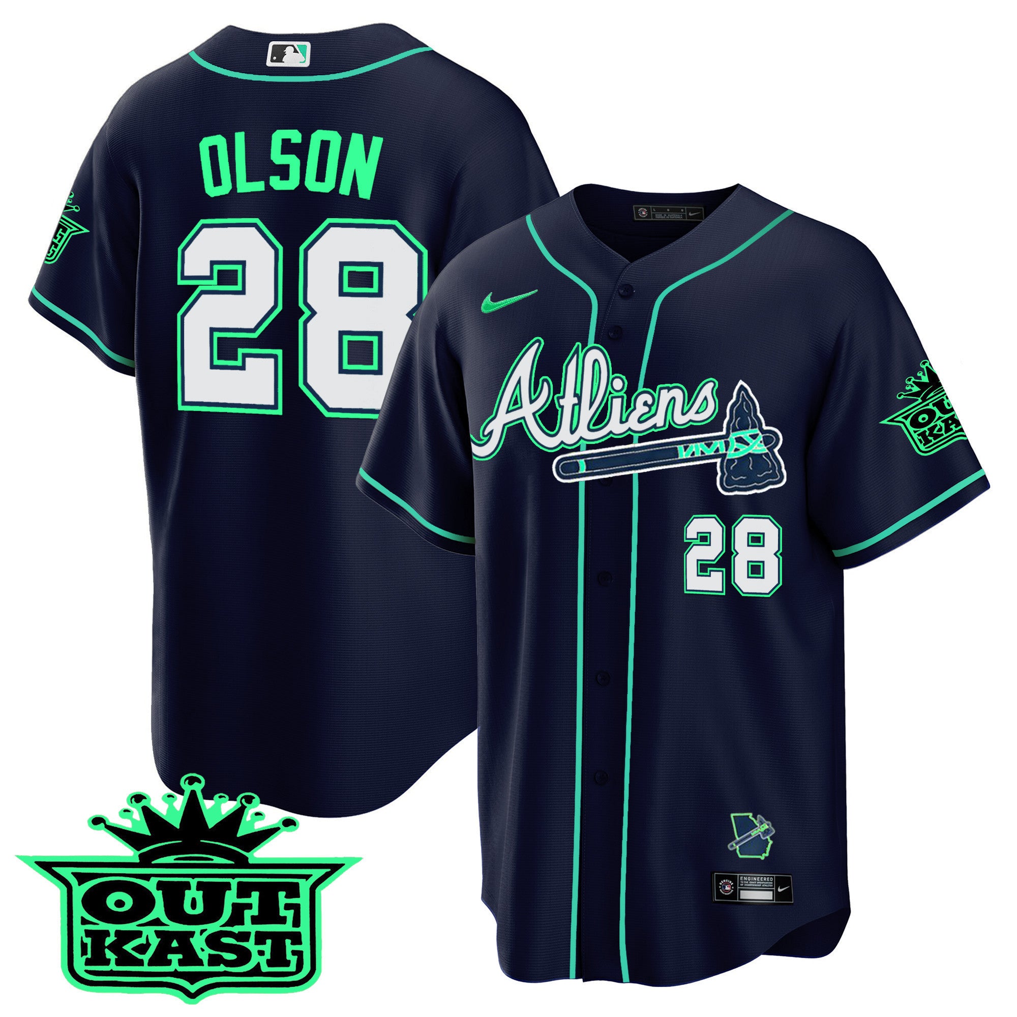 Men's Atlanta Braves Atliens Cool Base Jersey - Galaxy Version - Stitched