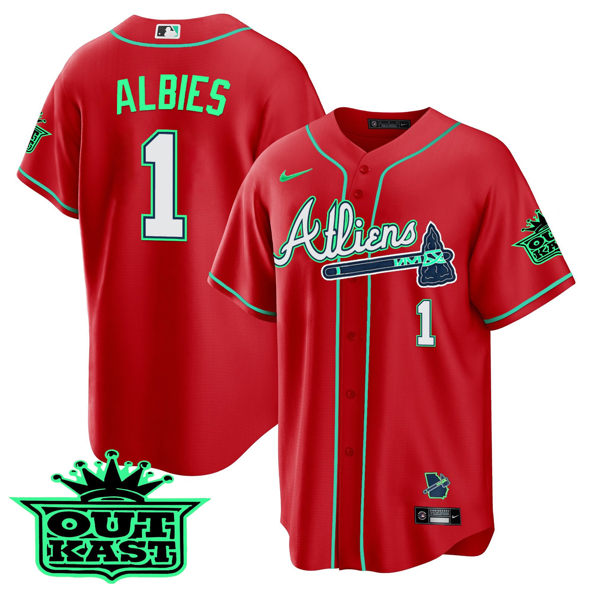 Men's Atlanta Braves Atliens Cool Base Jersey - Galaxy Version - Stitched