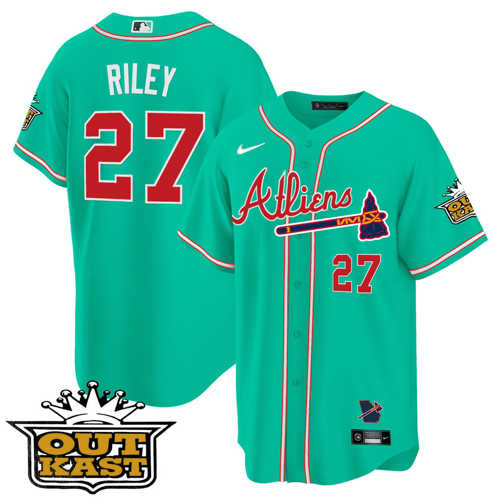Men's Atlanta Braves Atliens Cool Base Jersey - Galaxy Version - Stitched