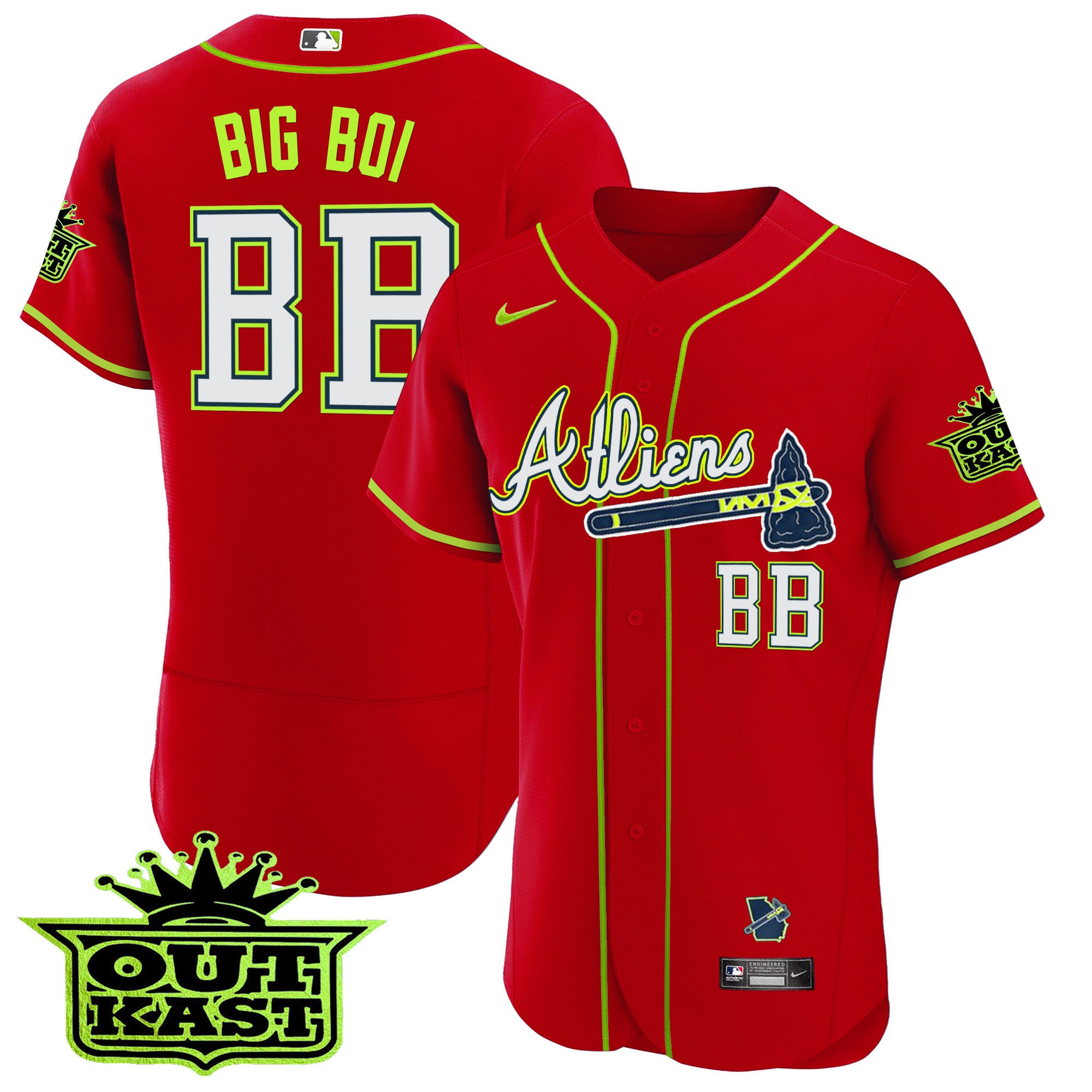 Men's Atlanta Braves Atliens Flex Base Jersey - All Stitched