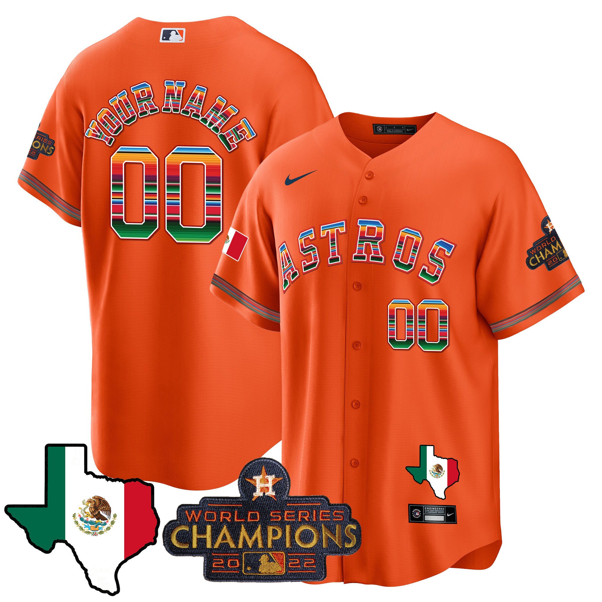 Astros Mexico Texas Map Cool Base Custom Jersey - All Stitched