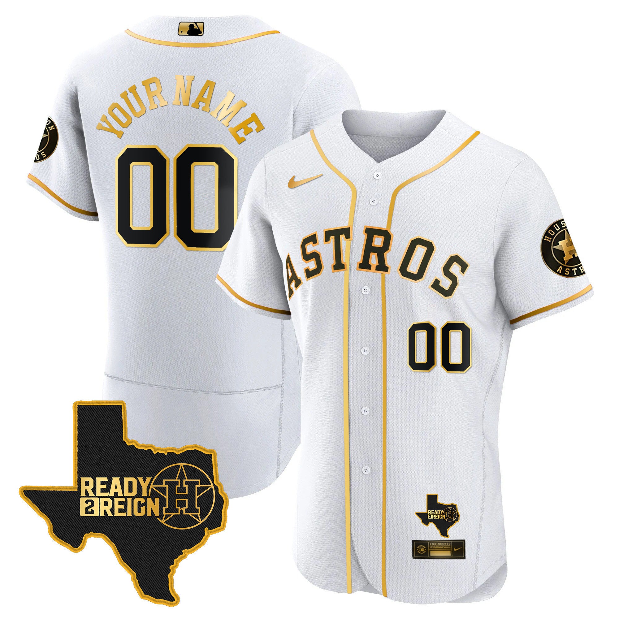 Houston Astros 2023 Ready 2 Reign Flex Base Custom Jersey - All Stitched