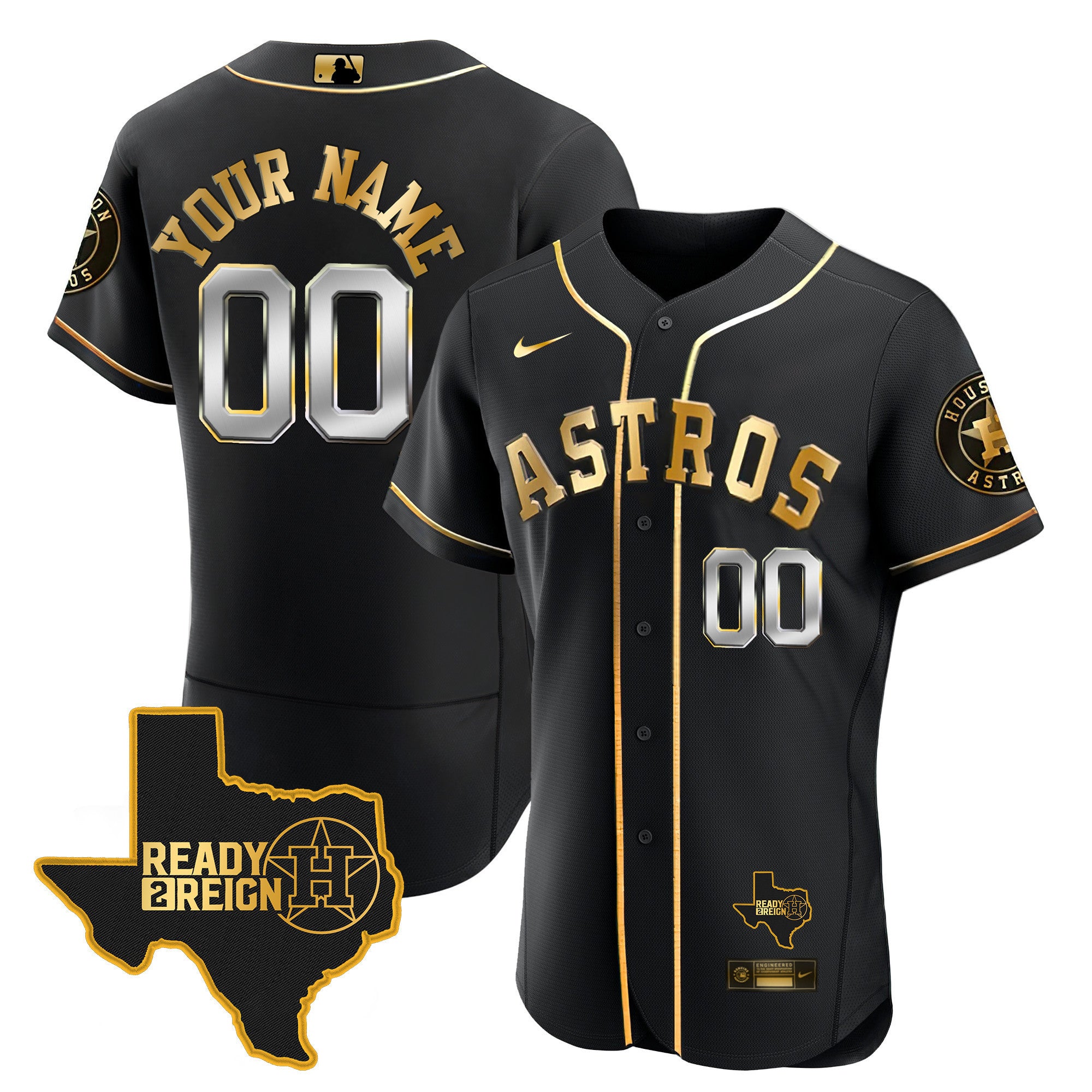 Houston Astros 2023 Ready 2 Reign Flex Base Custom Jersey - All Stitched