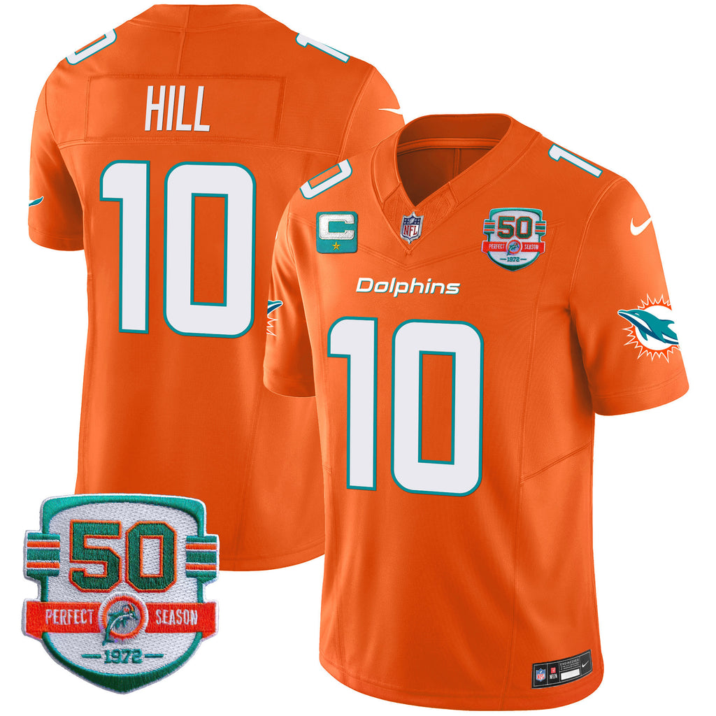 Men's Dolphins 50th 1972 Perfect Season Patch Vapor Jersey - All Stitched