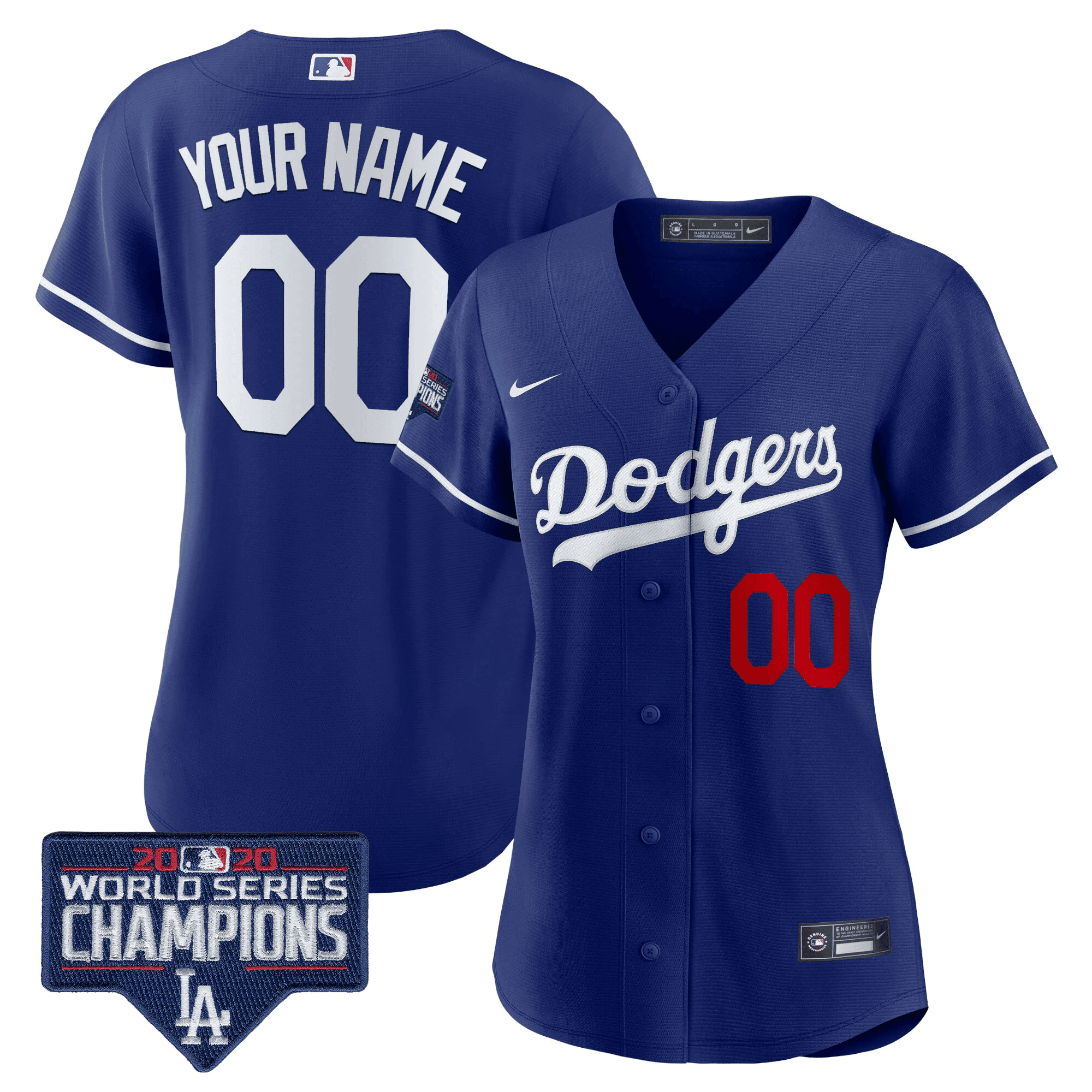 Dodgers World Series Champions Patch Cool Base Custom Jersey - All Stitched