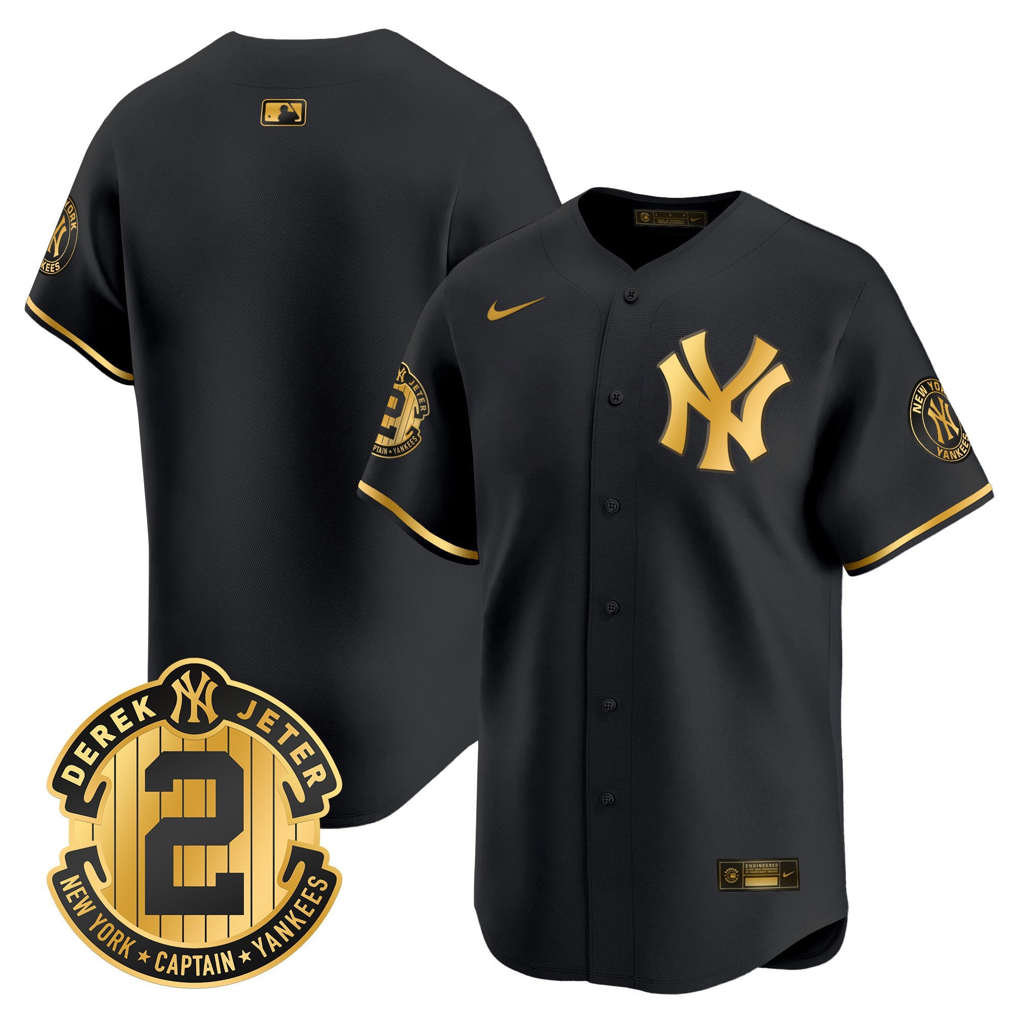 Men's New York Yankees Derek Jeter Patch Vapor Premier Limited Jersey - All Stitched