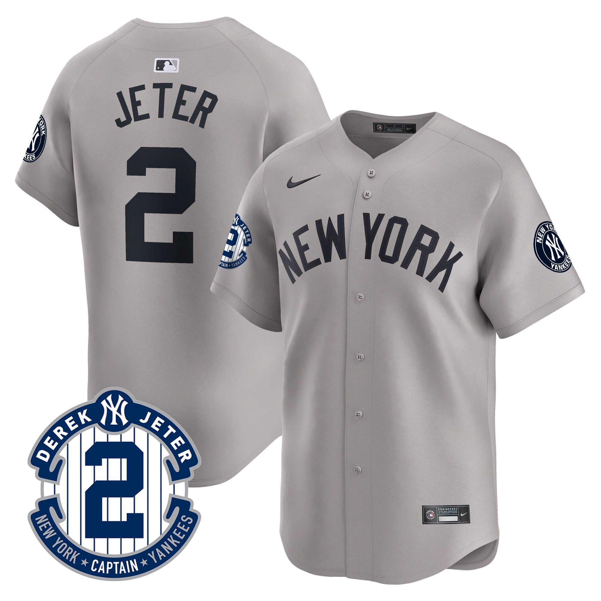 Men's New York Yankees Derek Jeter Patch Vapor Premier Limited Jersey - All Stitched