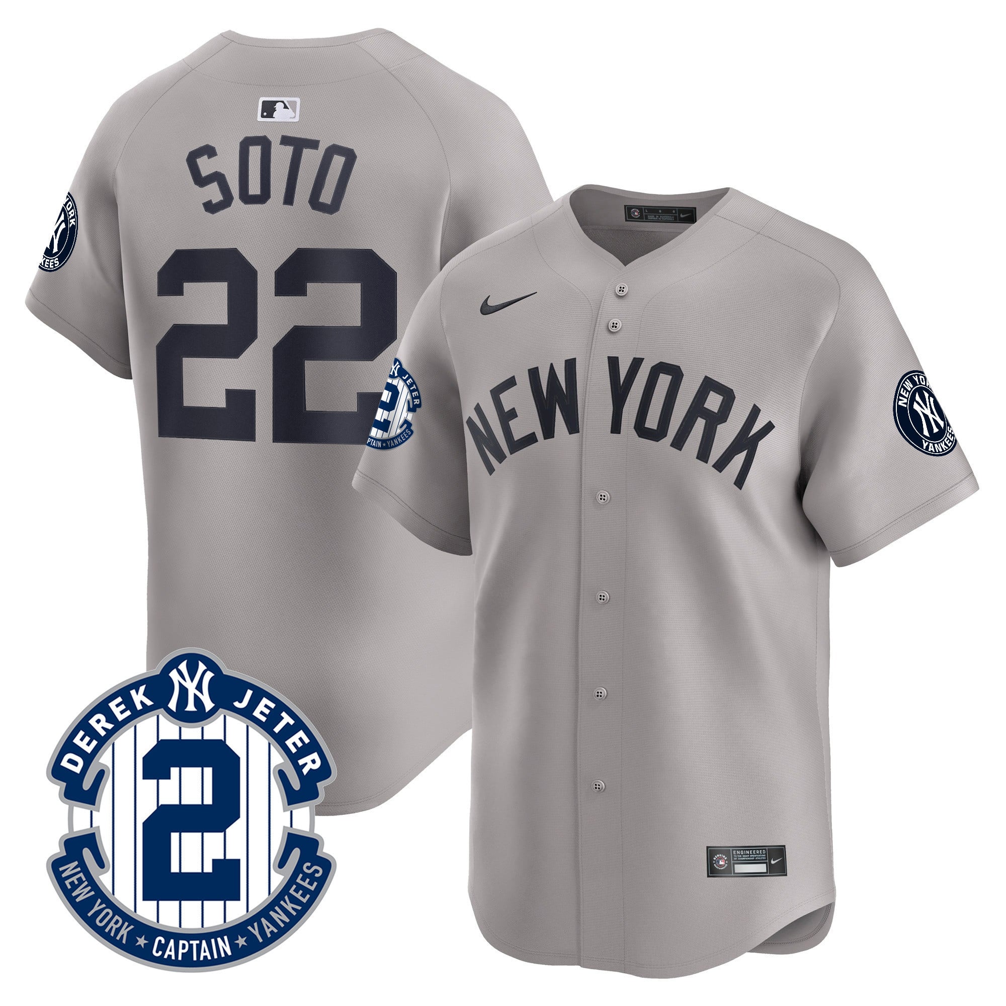 Men's New York Yankees Derek Jeter Patch Vapor Premier Limited Jersey - All Stitched