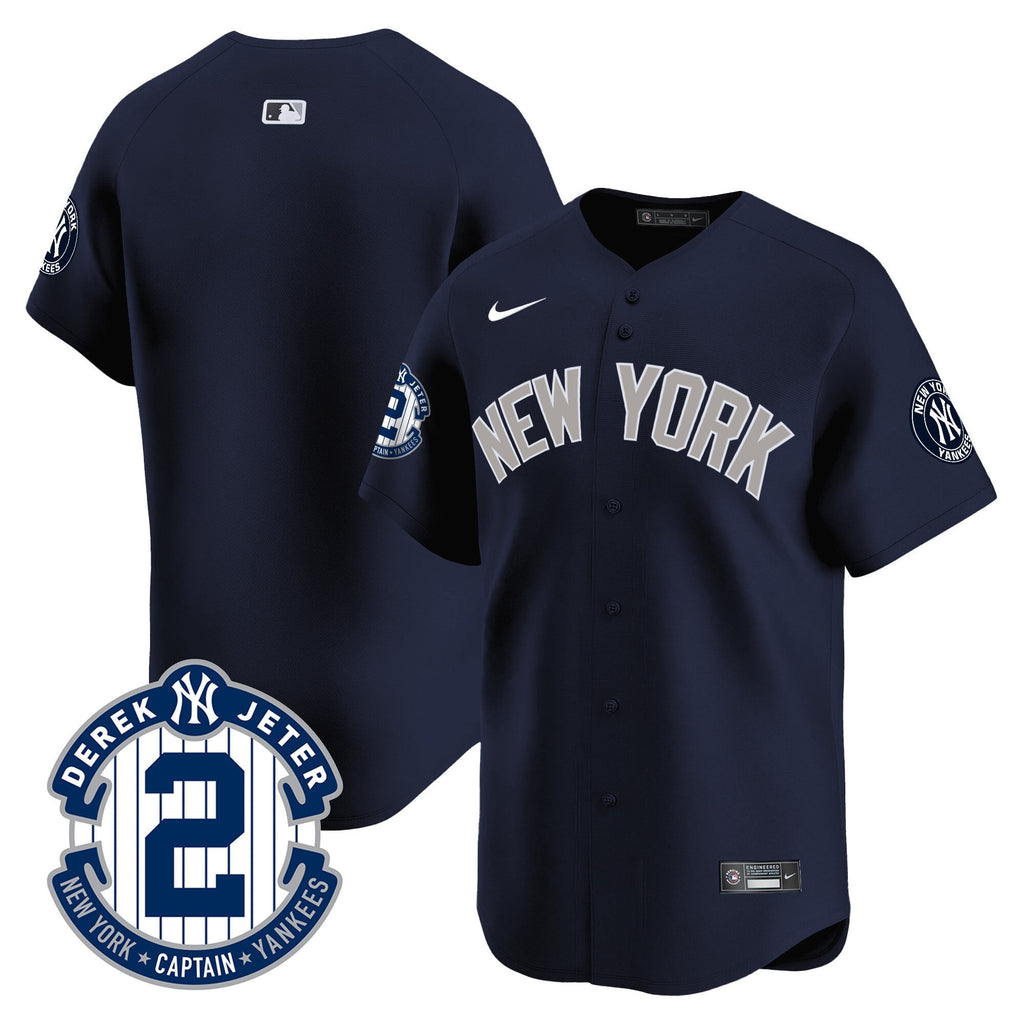 Men's New York Yankees Derek Jeter Patch Vapor Premier Limited Jersey - All Stitched