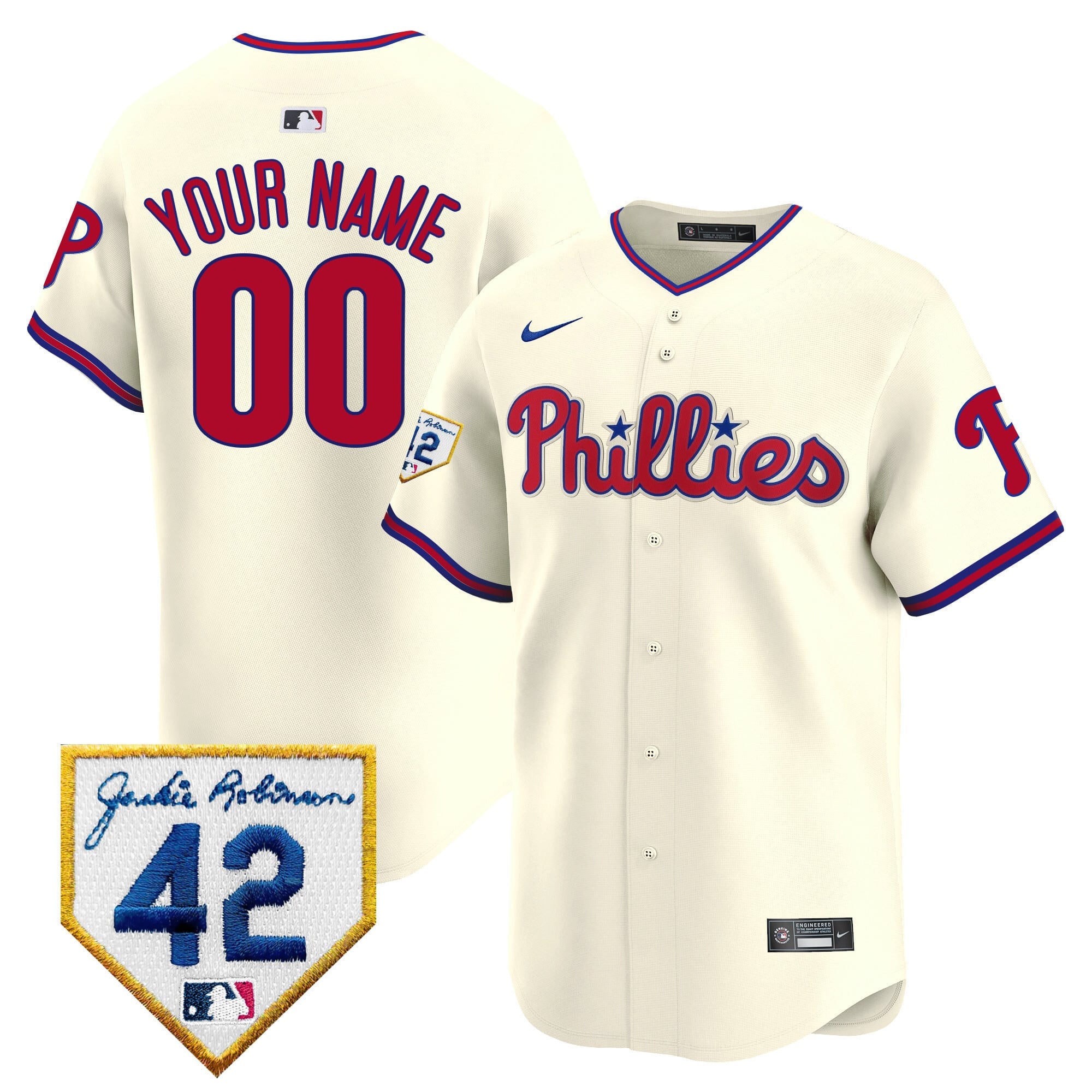 Phillies Jackie 2024 Robinson Patch Vapor Premier Limited Custom Jersey - All Stitched