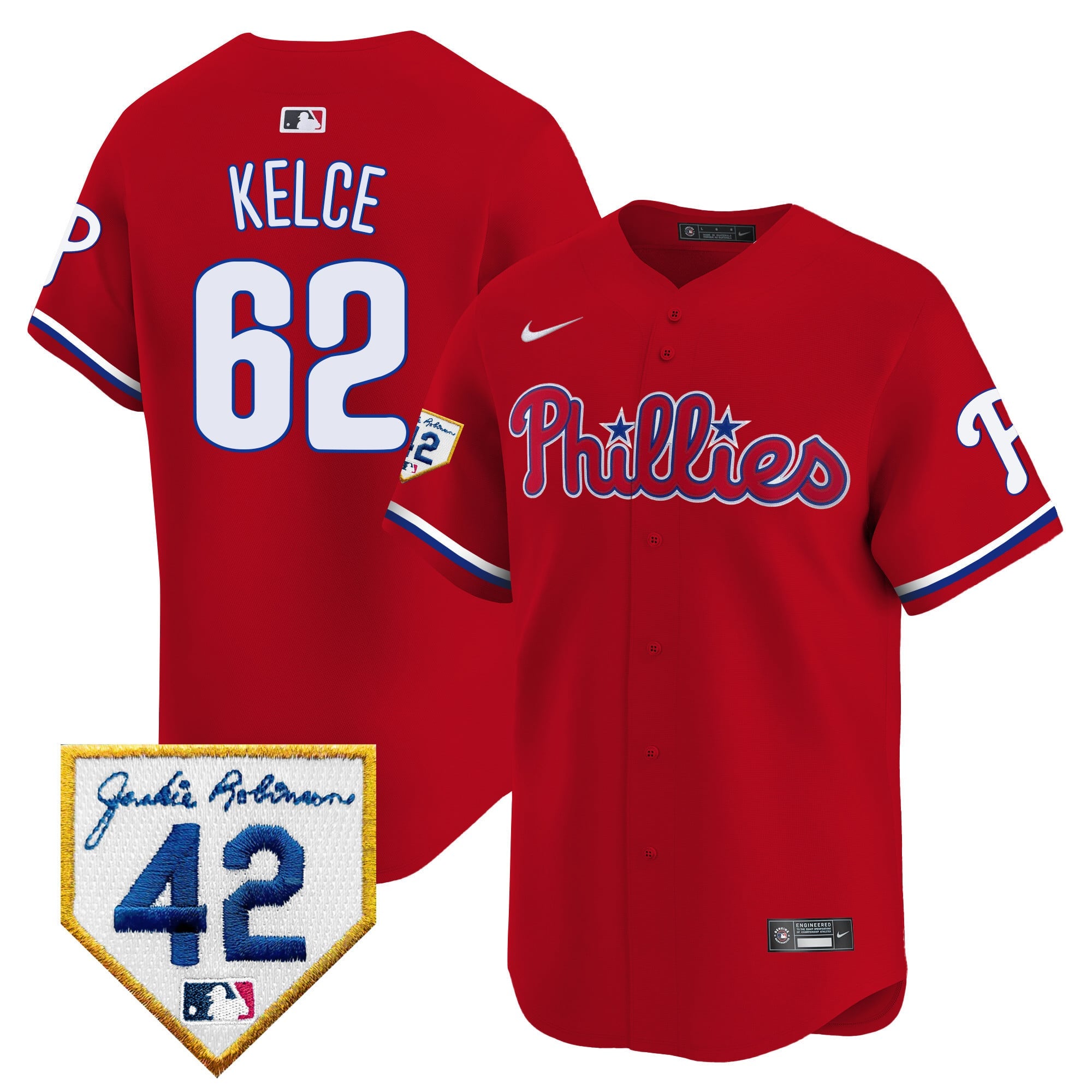 Men's Phillies 2024 Jackie Robinson Patch Vapor Premier Limited Jersey - All Stitched