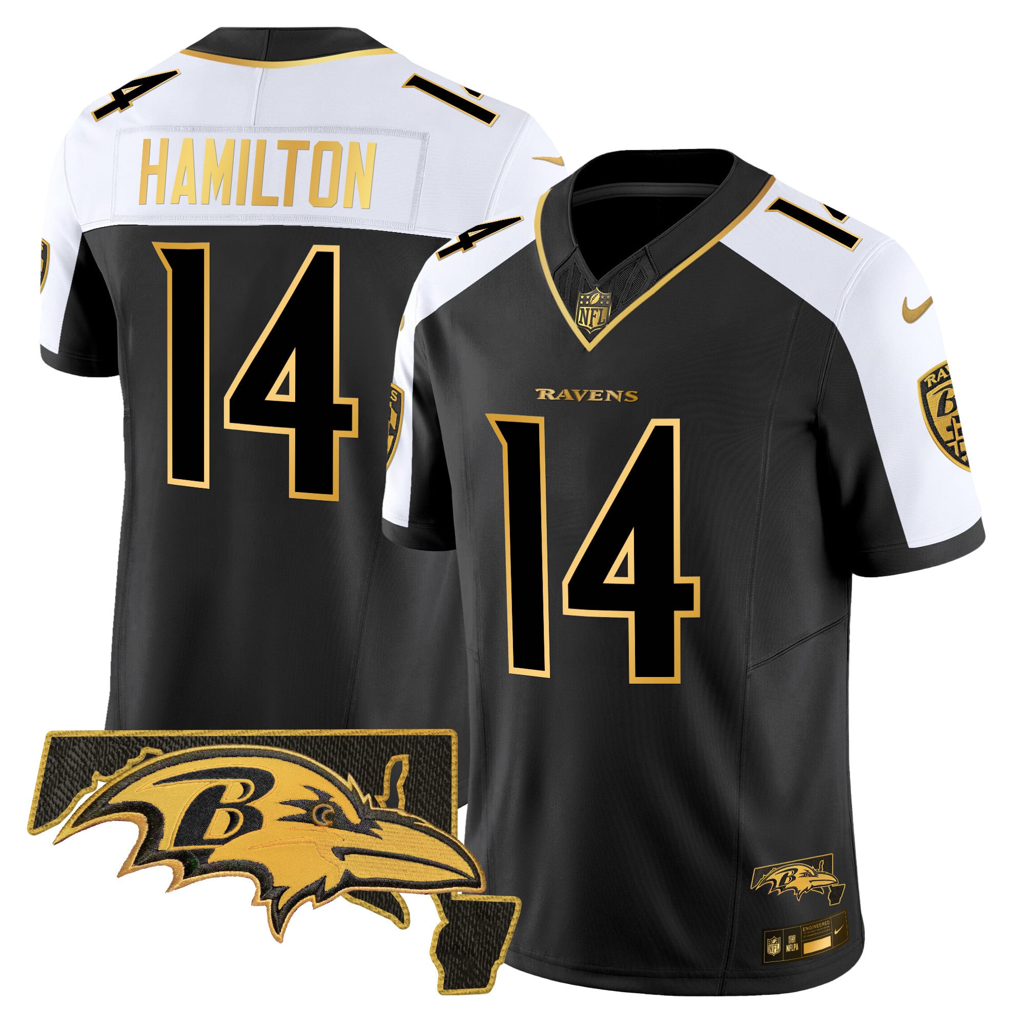 Men's Ravens 2024 Gold Vapor Limited Jersey - All Stitched