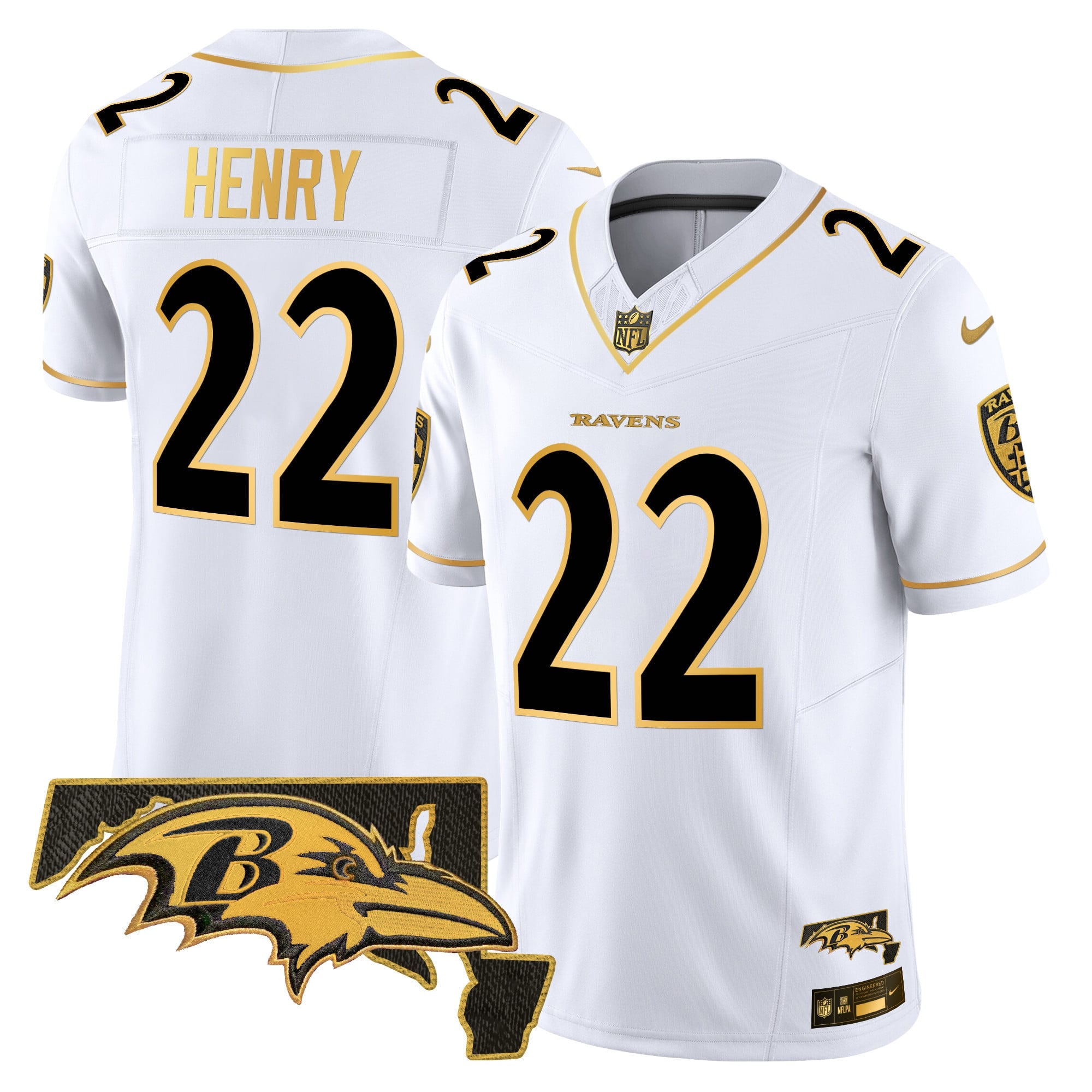 Men's Ravens 2024 Gold Vapor Limited Jersey - All Stitched
