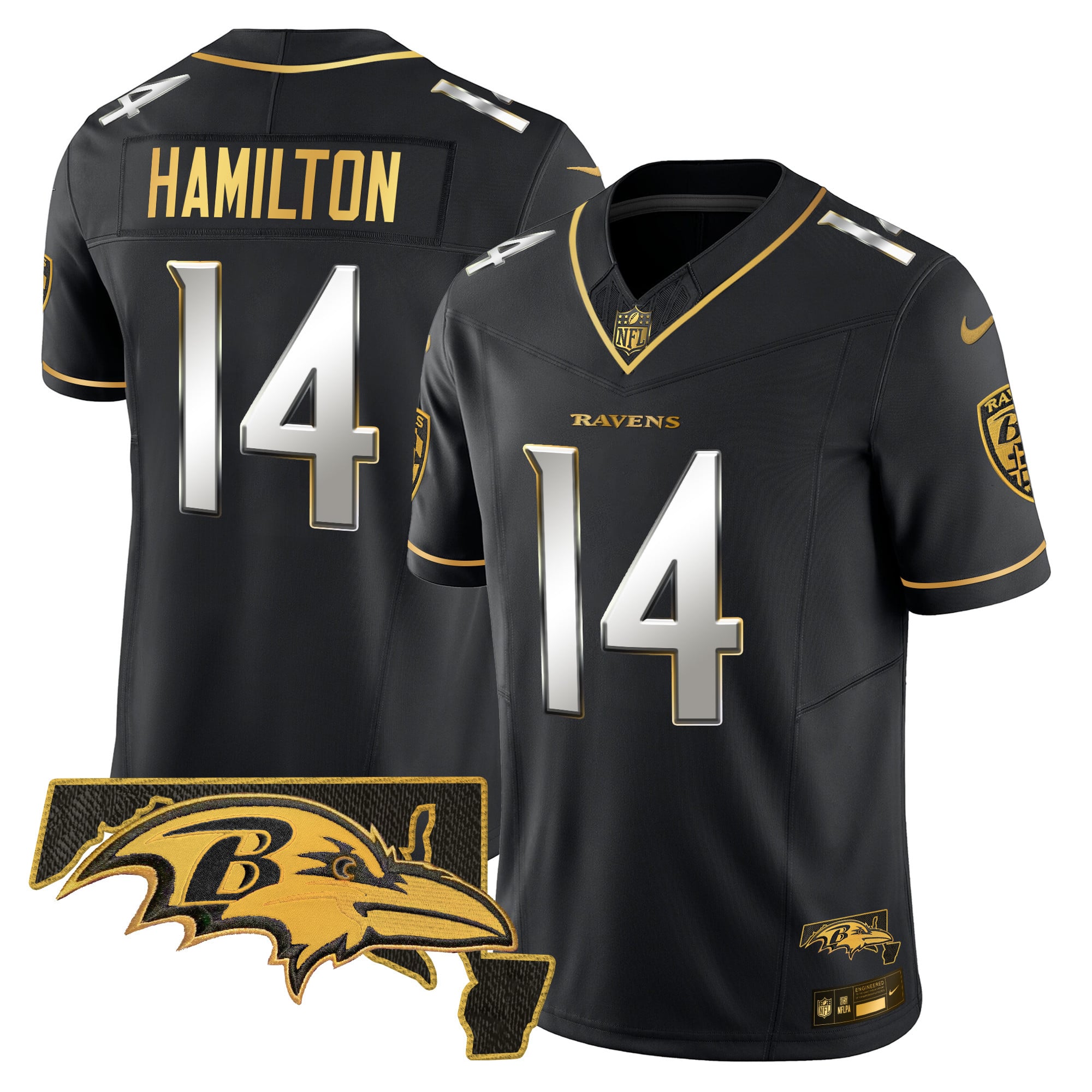Men's Ravens 2024 Gold Vapor Limited Jersey - All Stitched