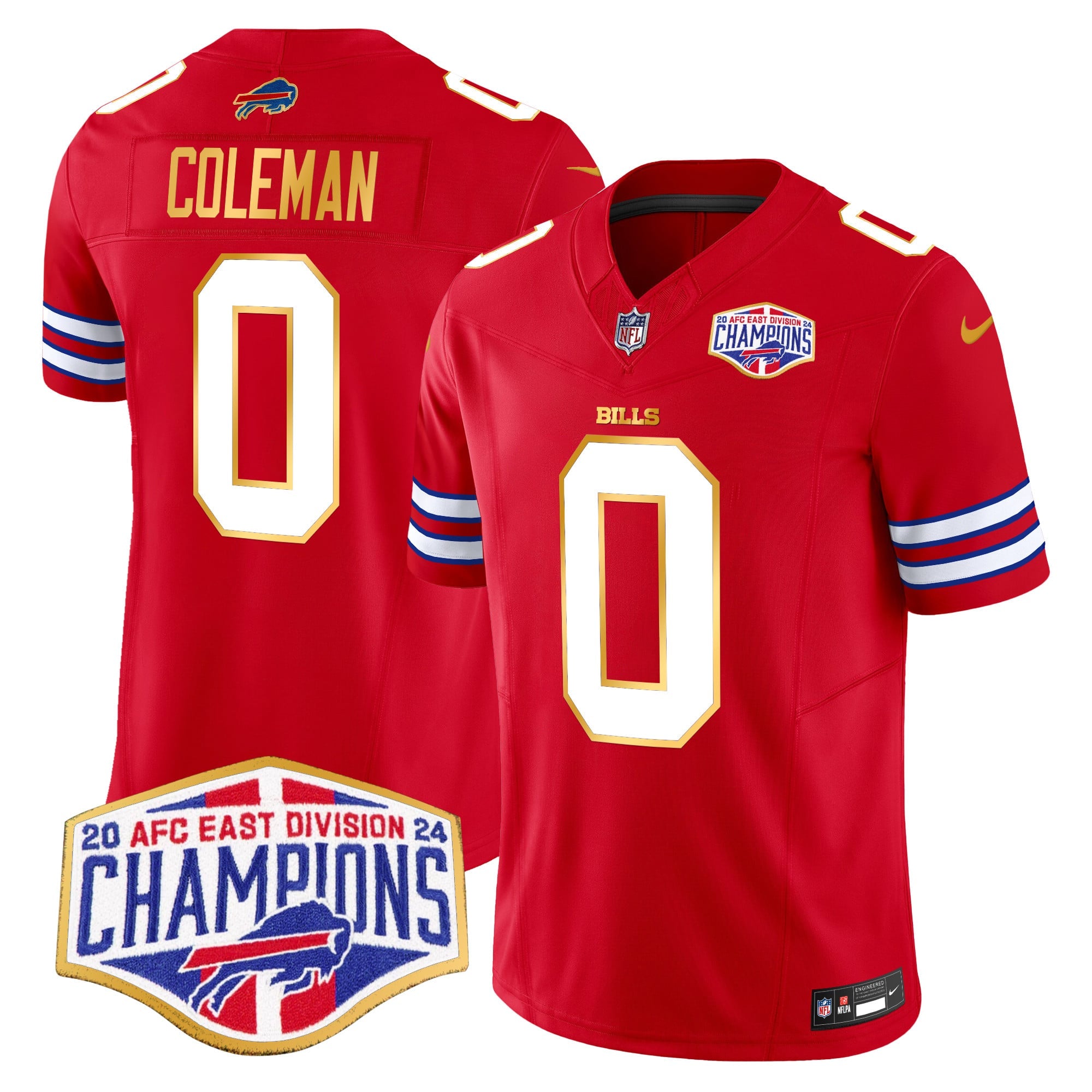 Men's Bills 2024 AFC East Division Champions Gold Trim Vapor Limited Jersey - All Stitched