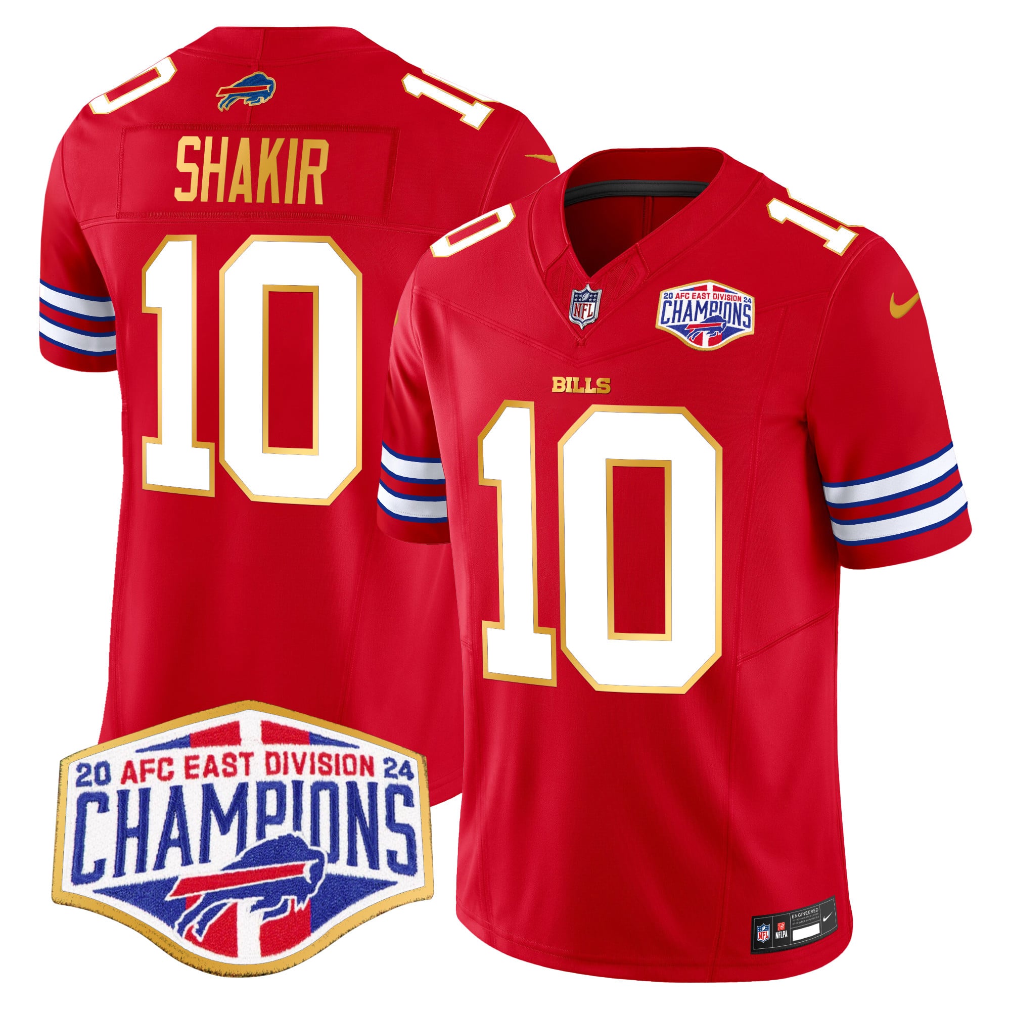 Men's Bills 2024 AFC East Division Champions Gold Trim Vapor Limited Jersey - All Stitched