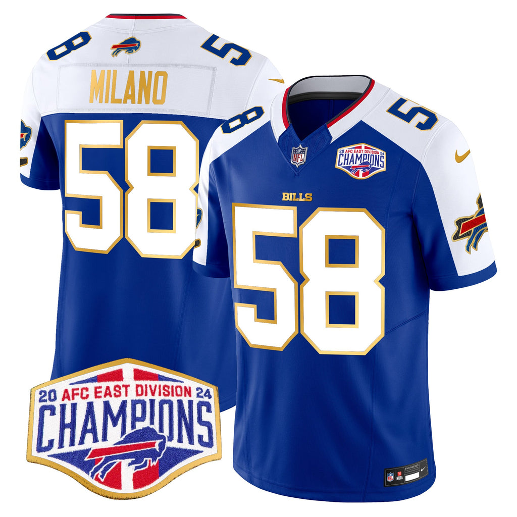 Men's Bills 2024 AFC East Division Champions Gold Trim Vapor Limited Jersey - All Stitched
