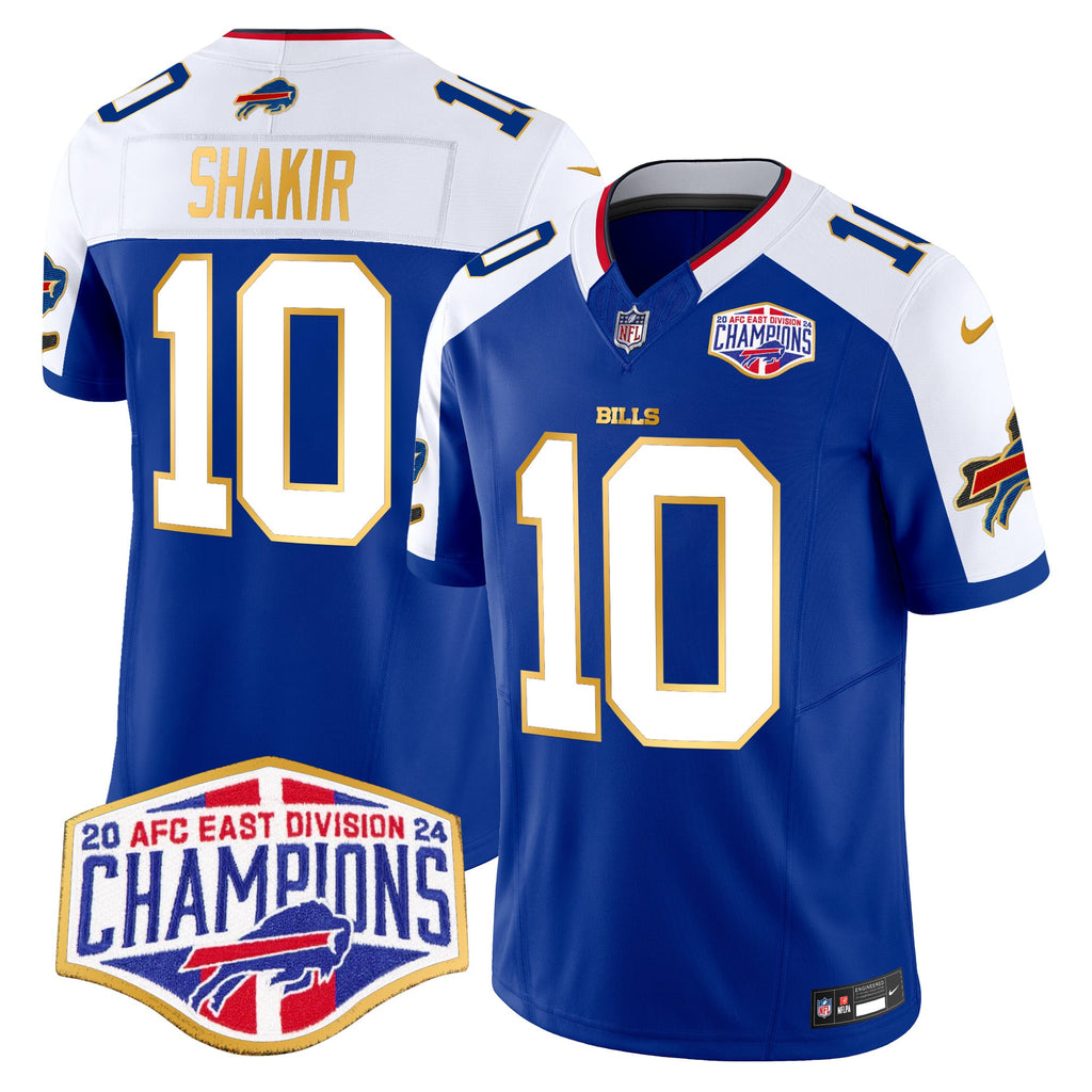 Men's Bills 2024 AFC East Division Champions Gold Trim Vapor Limited Jersey - All Stitched