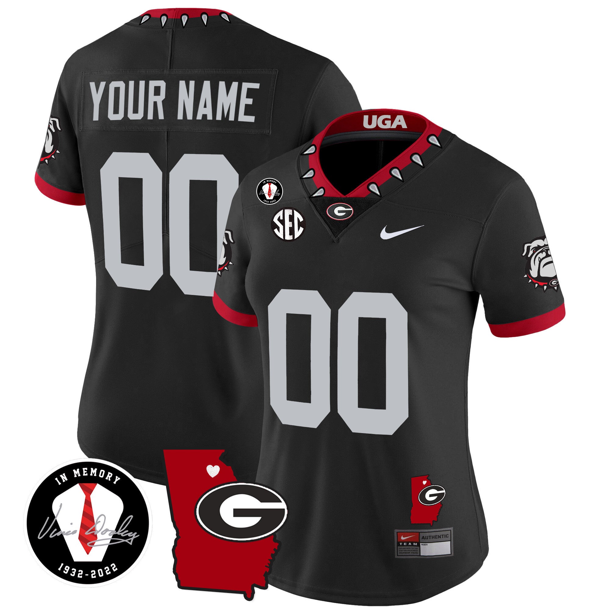 Custom Name/Gender Georgia Bulldogs 2024 Vapor Jersey V4 - Georgia Map - All Stitched